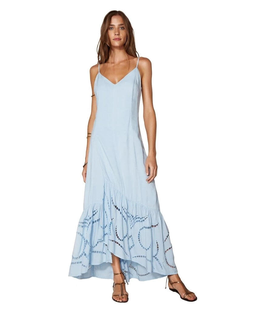 Solid Elma Long Dress Light Blue