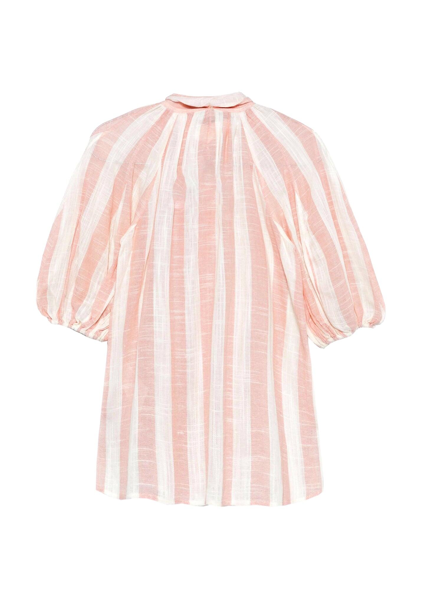 Acacia Blouson Shirt Pink Cream Stripe - Top