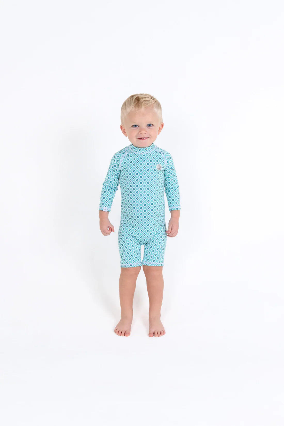 Baby Swimsuit Long Sleeves Diamond Green