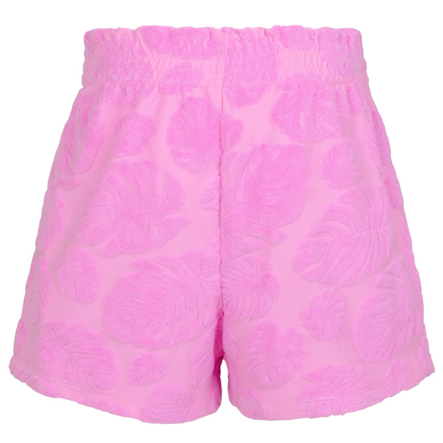 Meave Terry Embossed Leaf Pink Girls Shorts