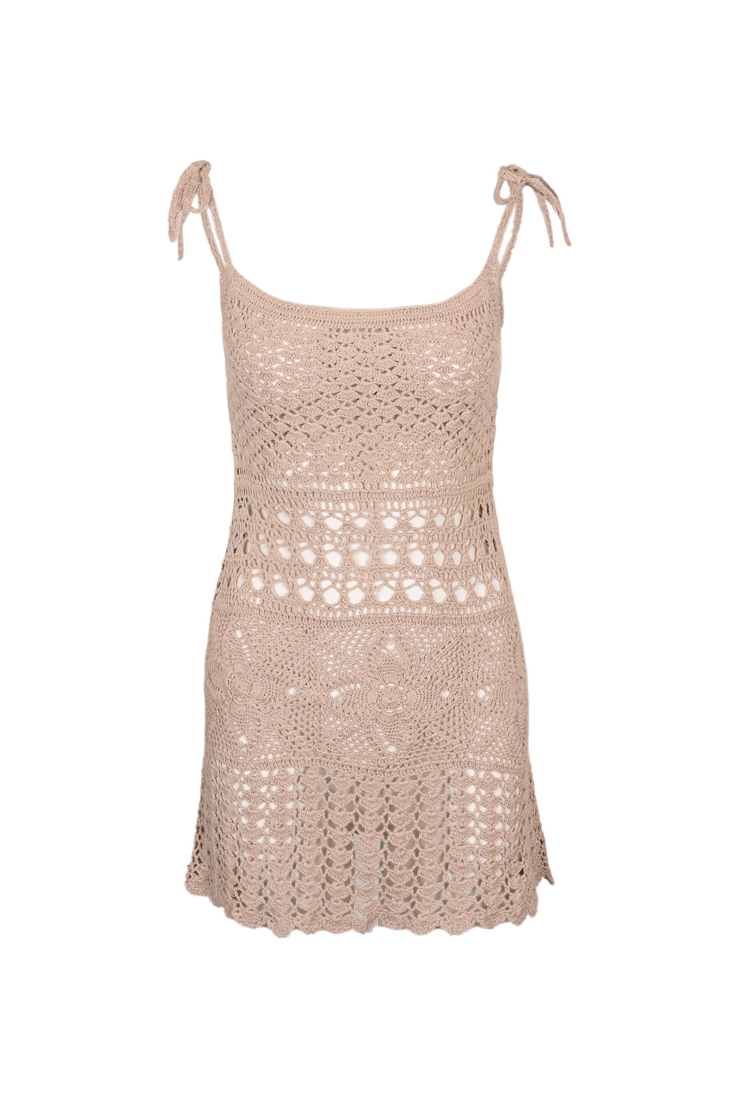 Cannelle Crochet Mini Dress Light Brown - ONE SIZE - Dress