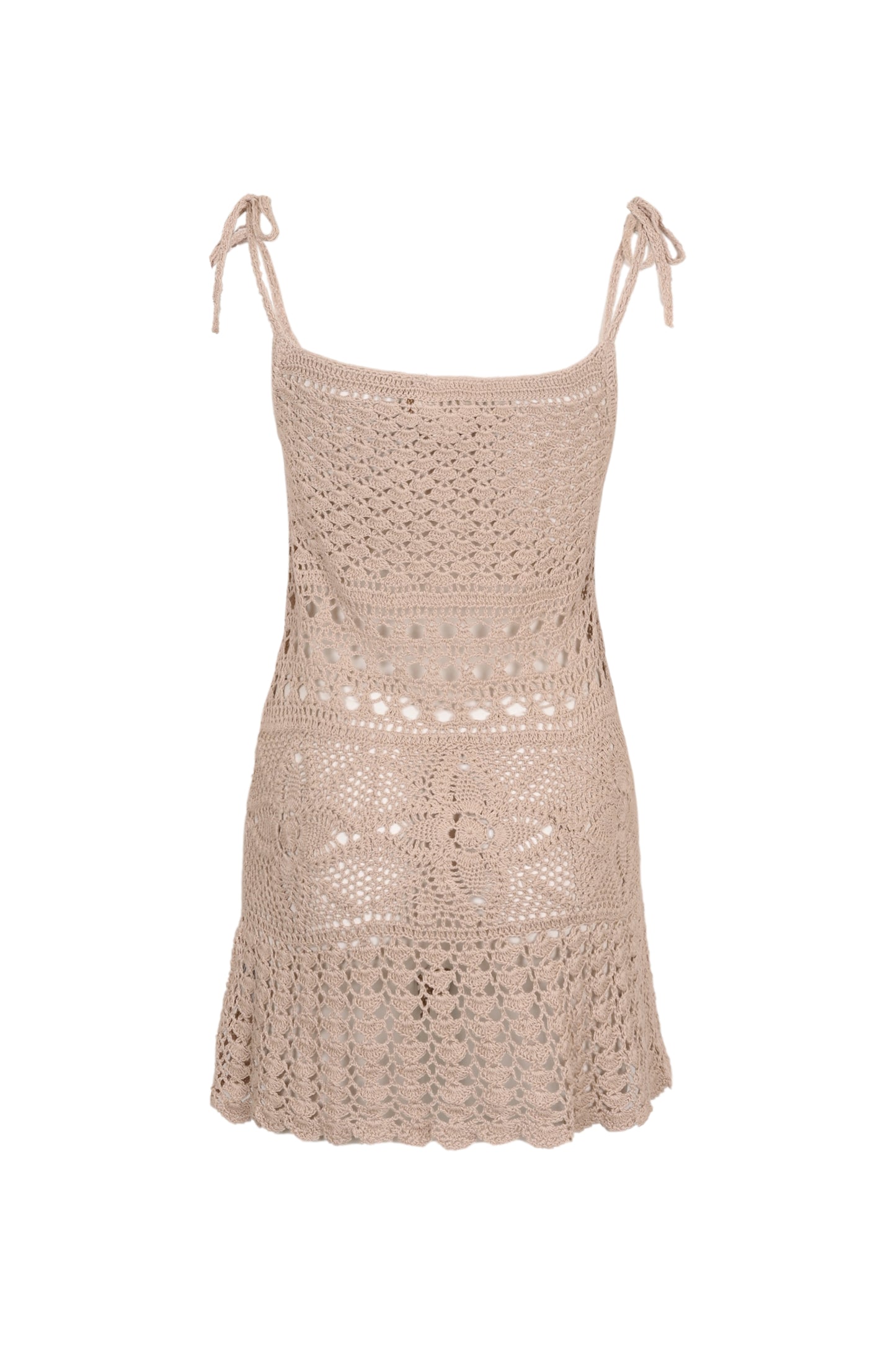 Cannelle Crochet Mini Dress Light Brown - ONE SIZE - Dress