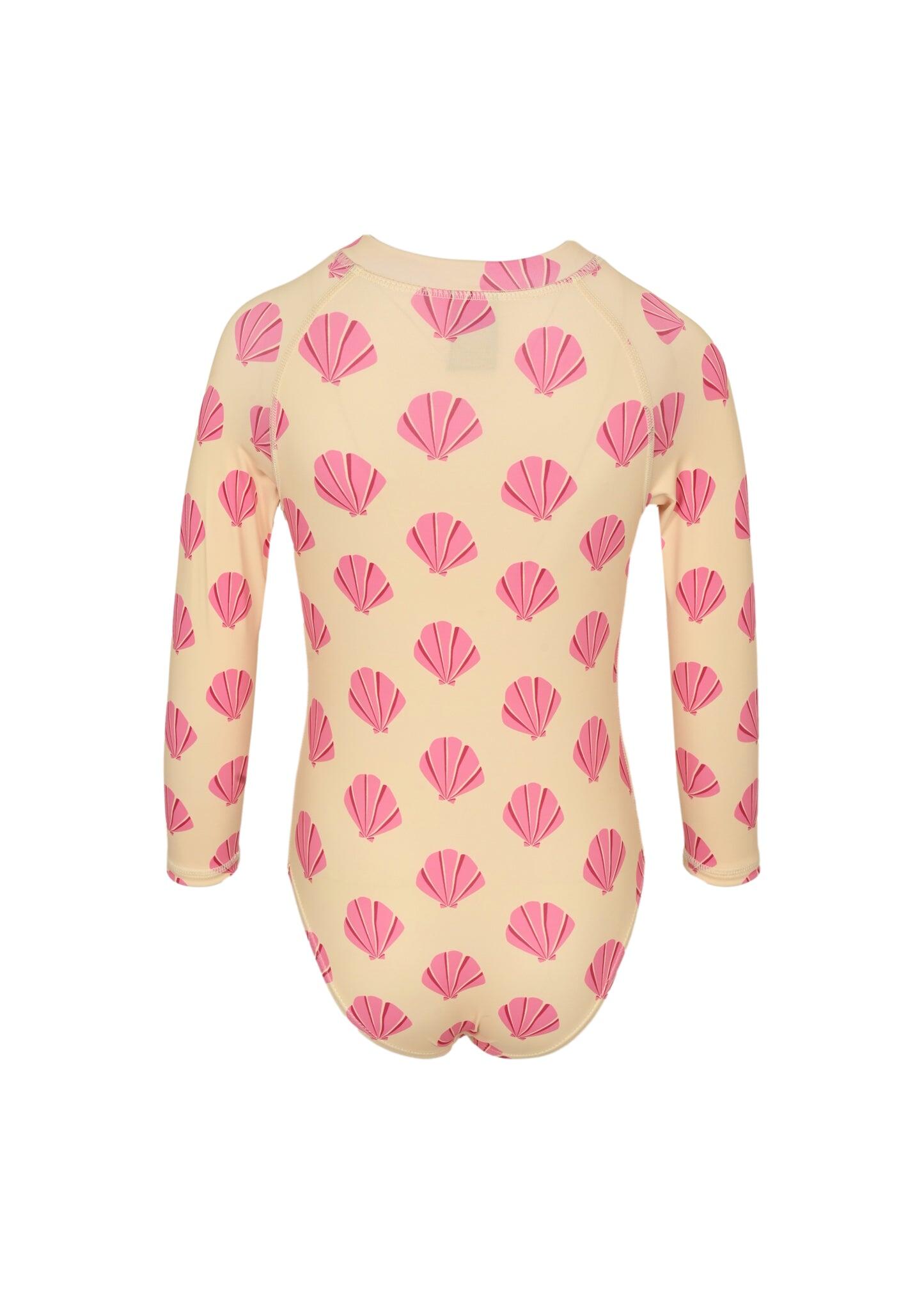 Girl Swimsuit Long Sleeve Beach Shells - One Piece