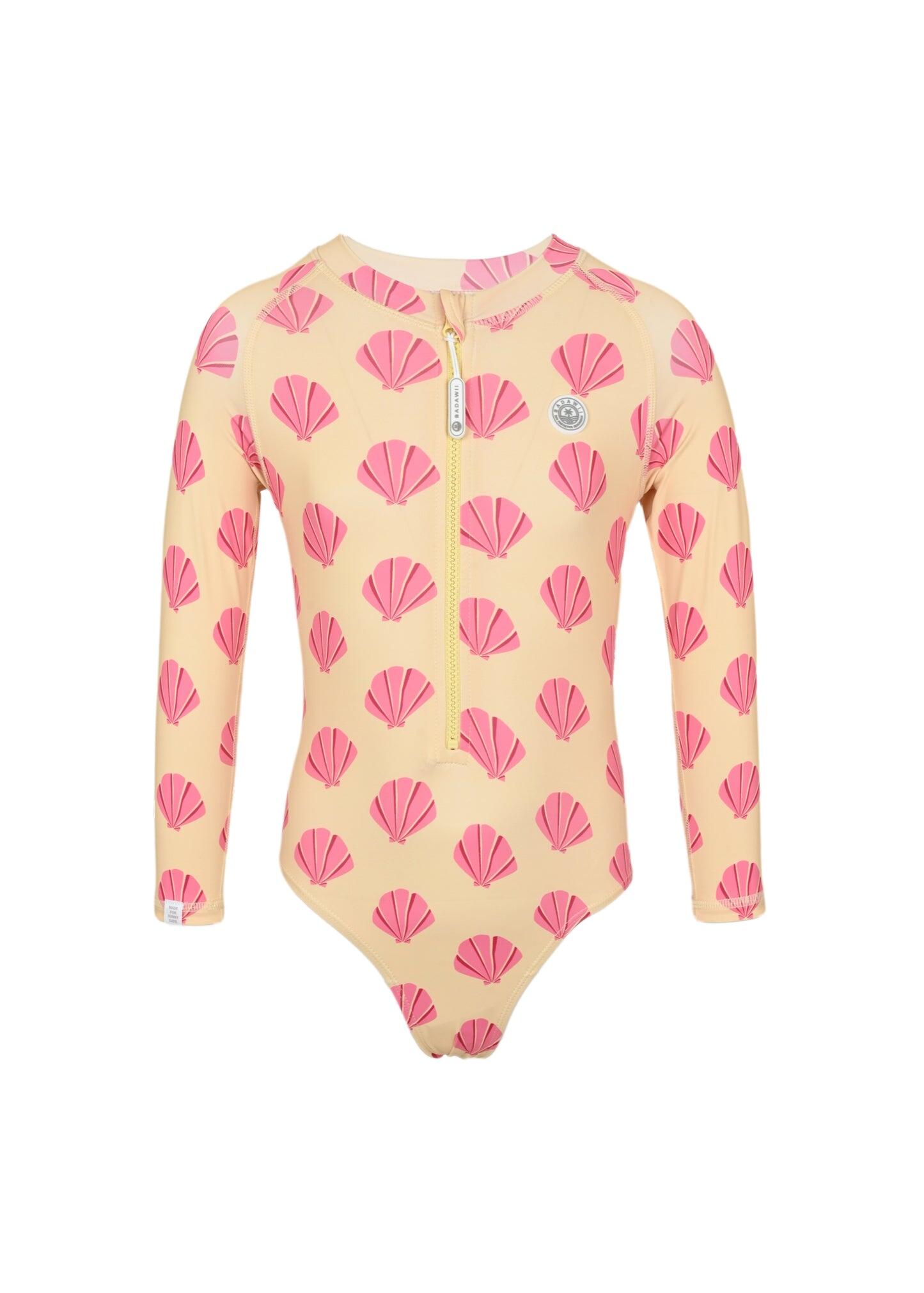 Girl Swimsuit Long Sleeve Beach Shells - One Piece