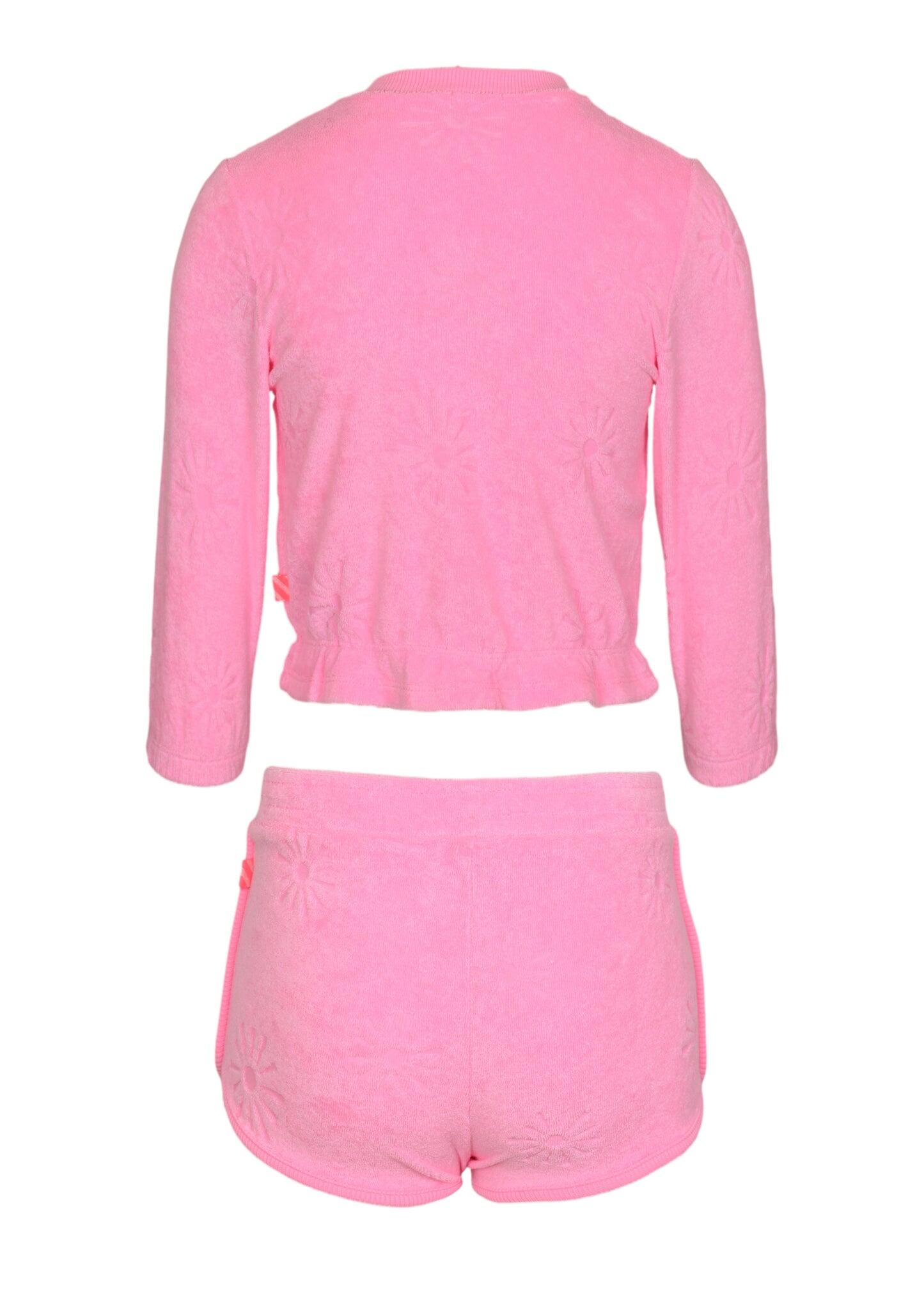 Zip Up Terry Cloth Cardigan and Short - Set