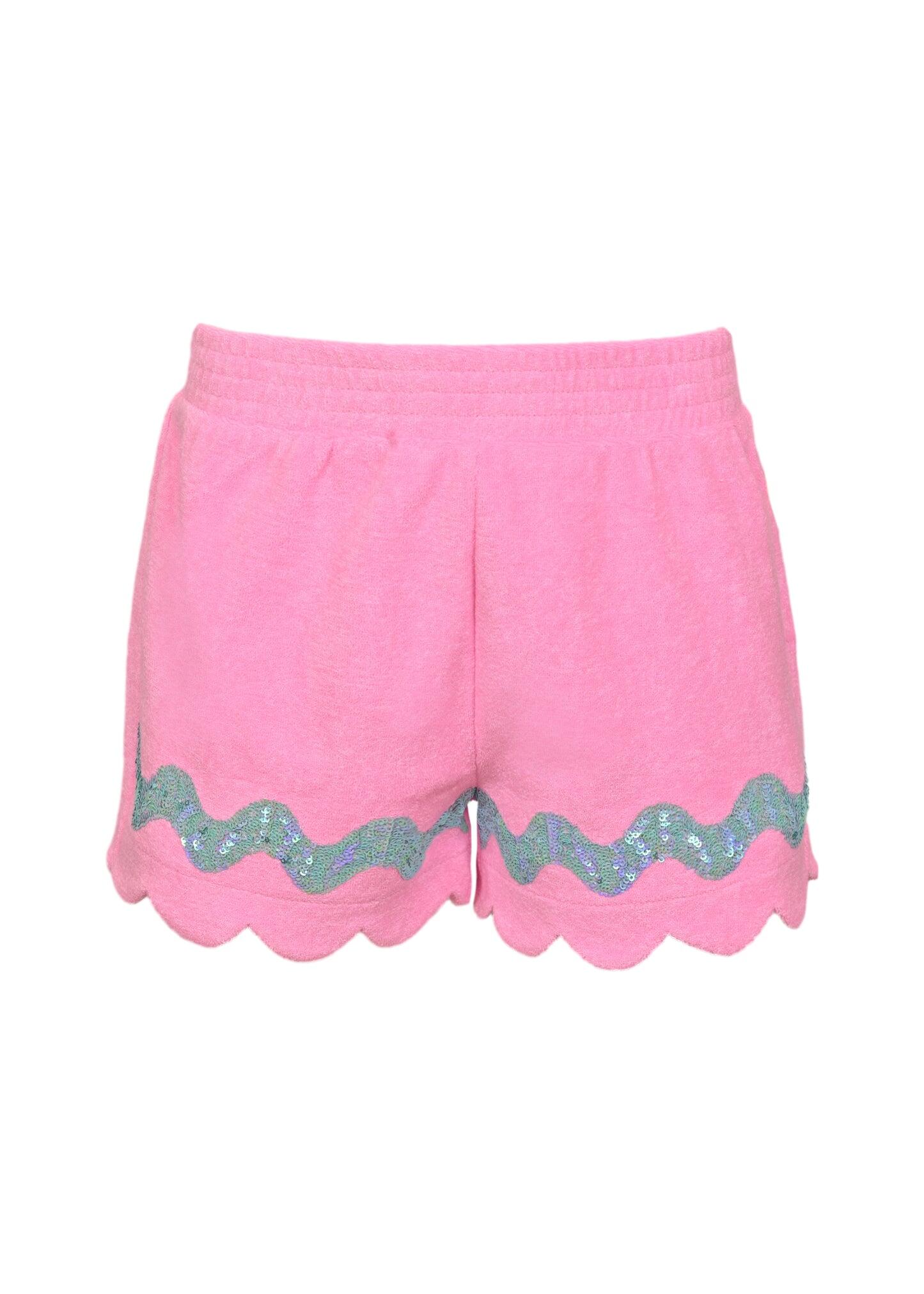Sequin Trimmed Terry Cloth Tank Top and Short - Set