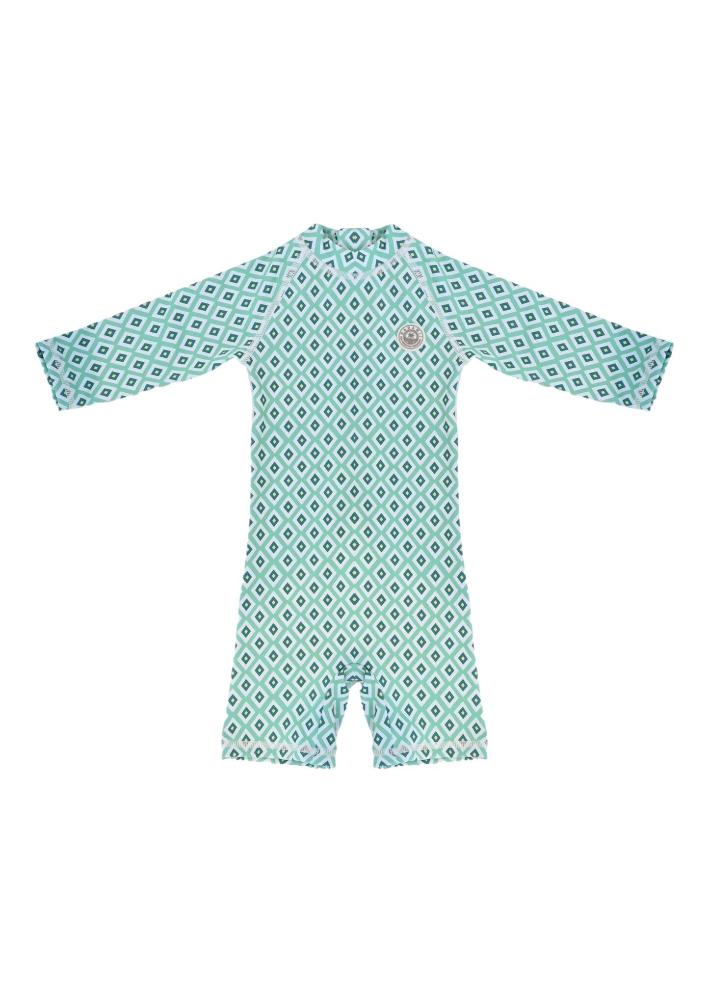 Baby Swimsuit Long Sleeves Diamond Green