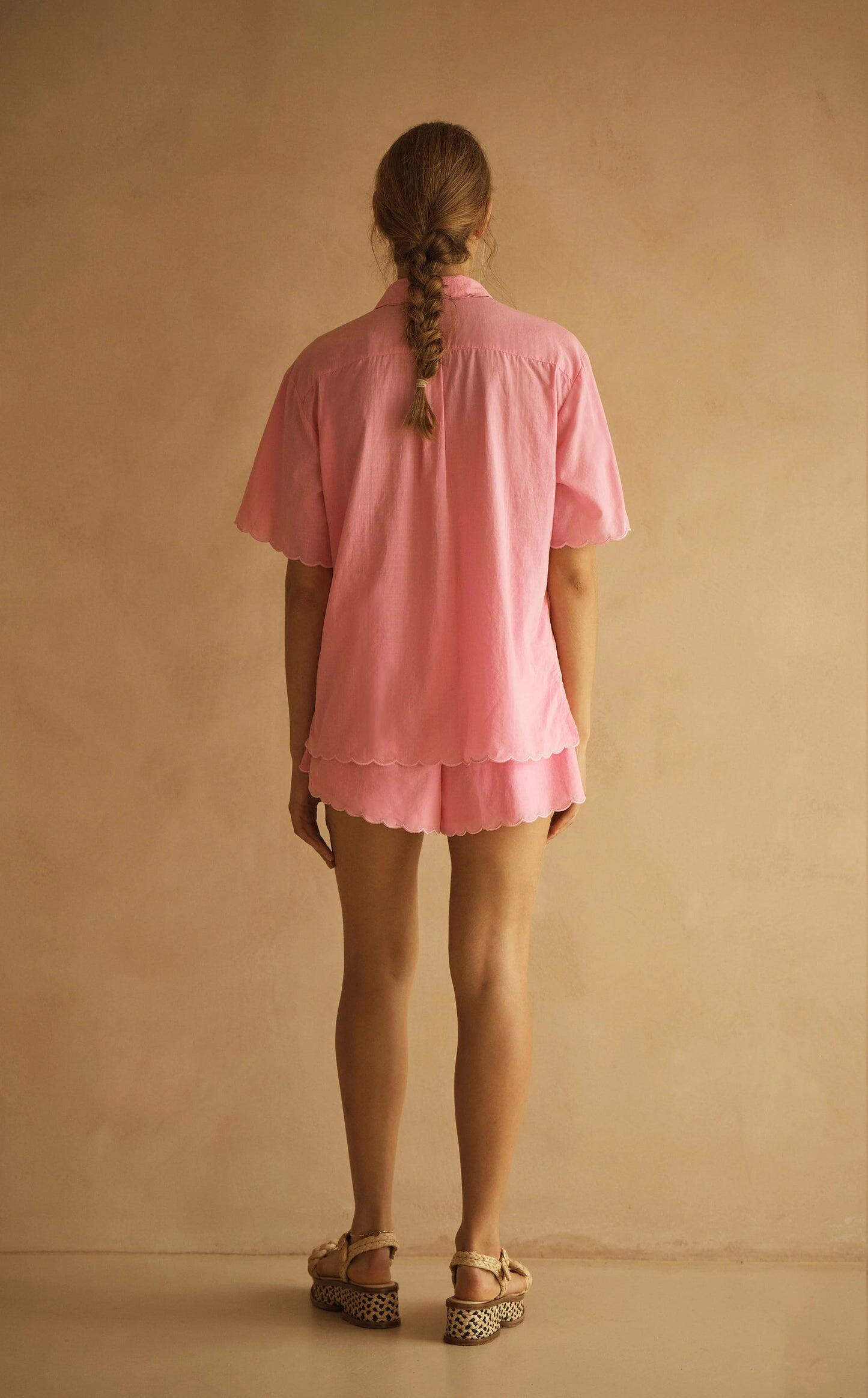 Scallop Short Sleeve Shirt Clavell Pink