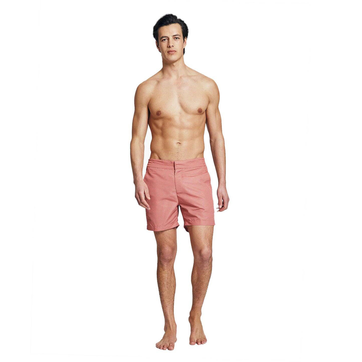 Mens Printed Swim Shorts in Terracotta