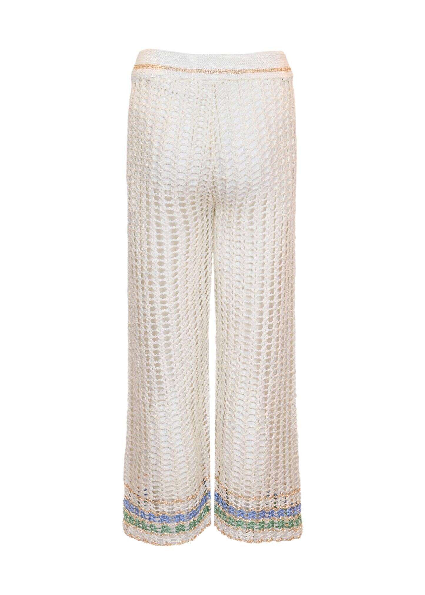 Crochet with Stripe Trim Pant - Trousers