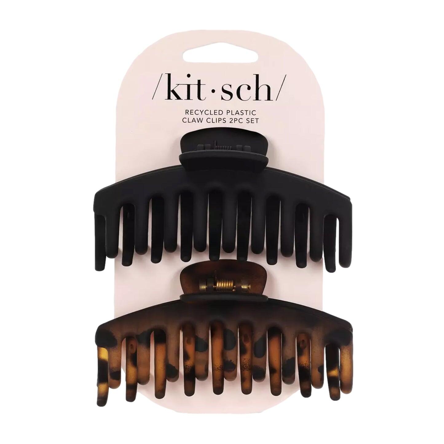 Oversized Matte Claw Clip 2pcs Black Tortoiseshell - ONESIZE - Hair Accessories