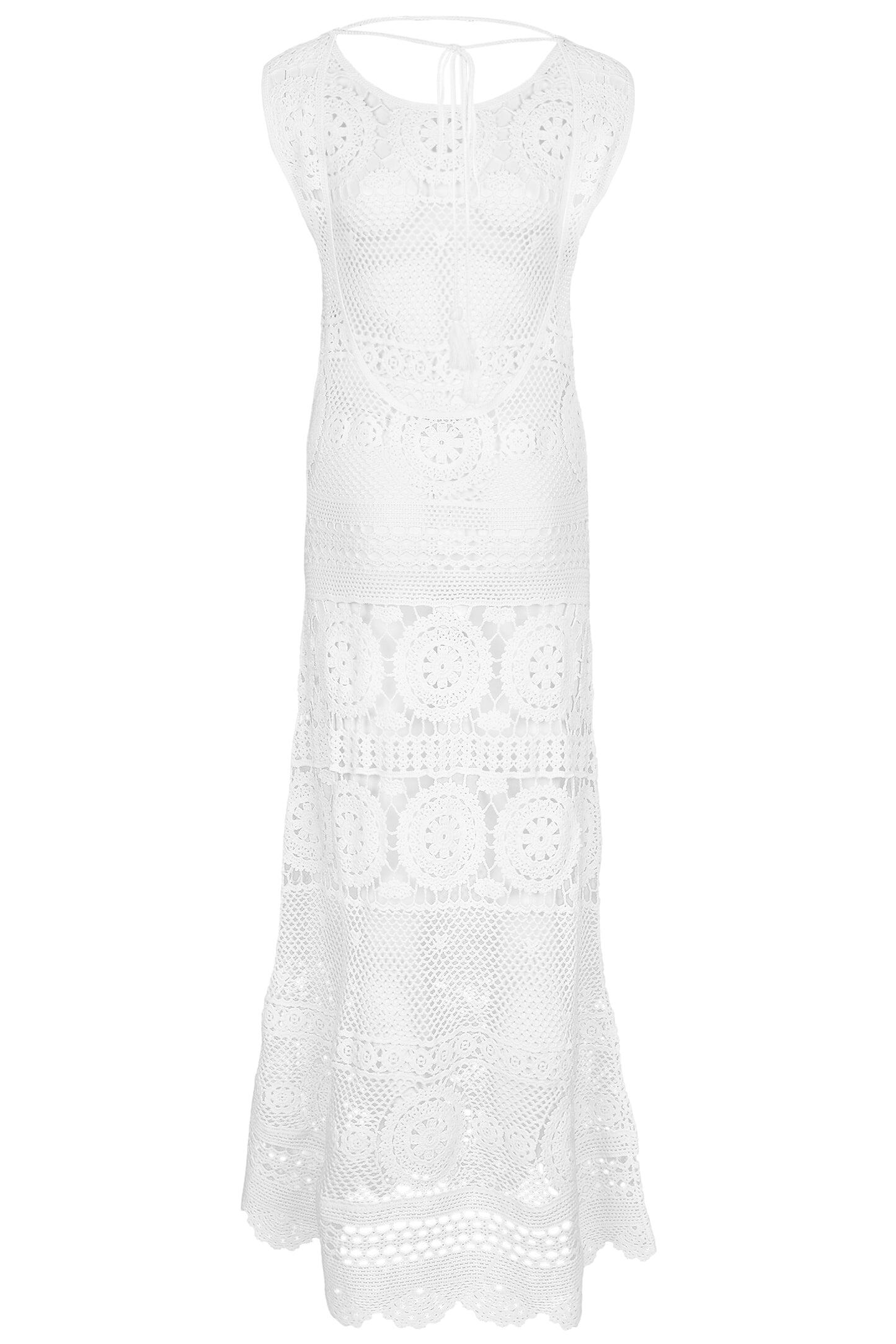 Womens White Crochet Beach Dress