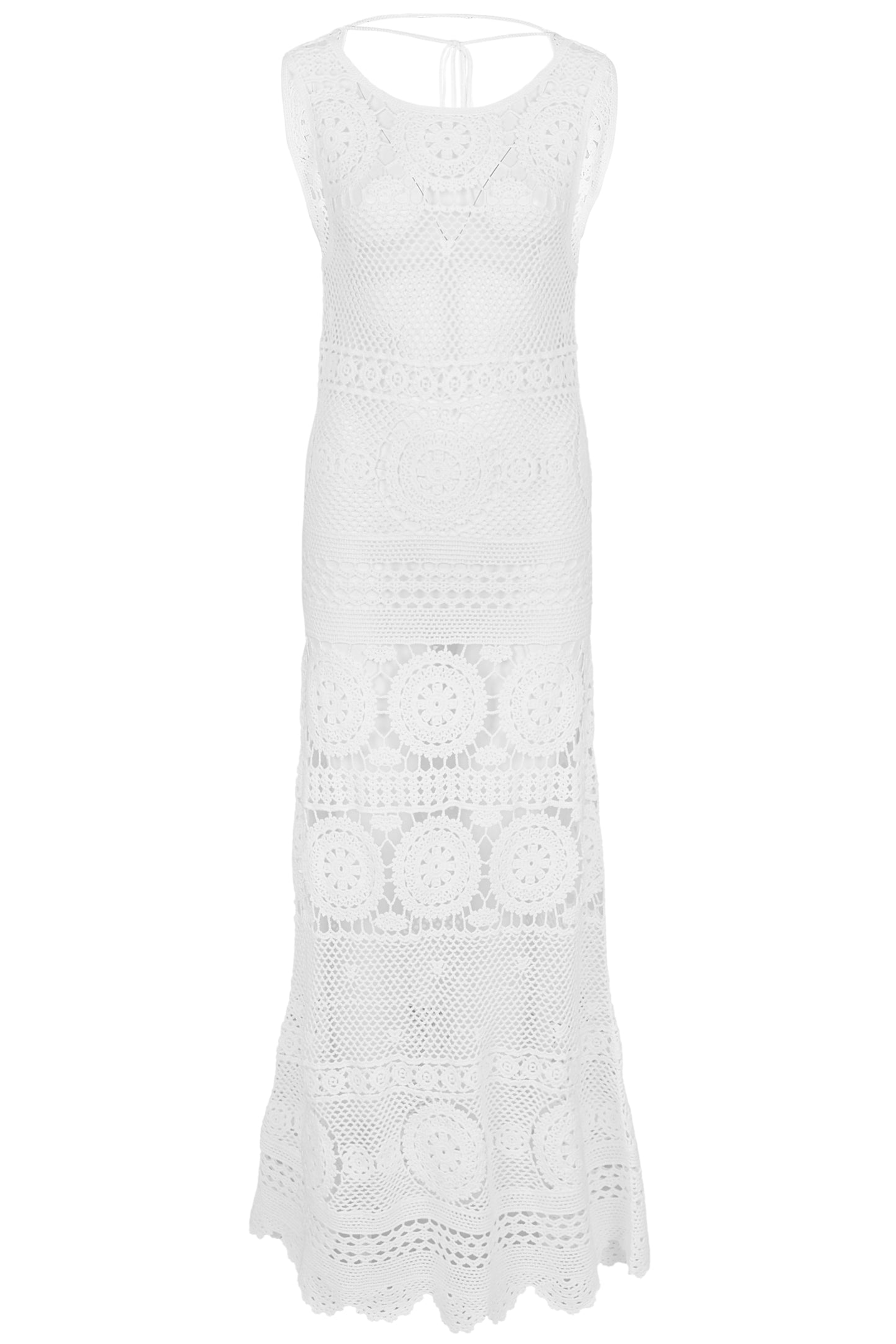 Womens White Crochet Beach Dress