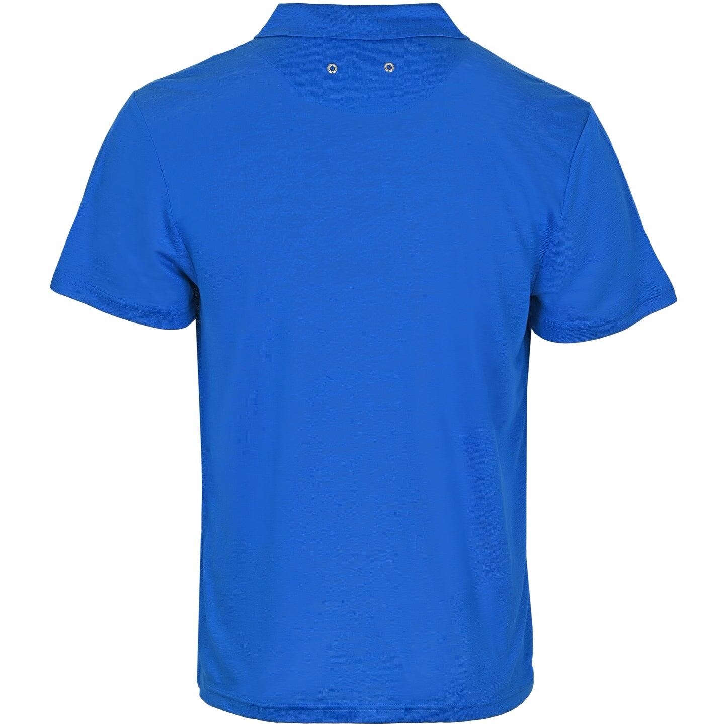 Men Linen Jersey Polo Shirt Solid Palace Blue - Polo Shirt