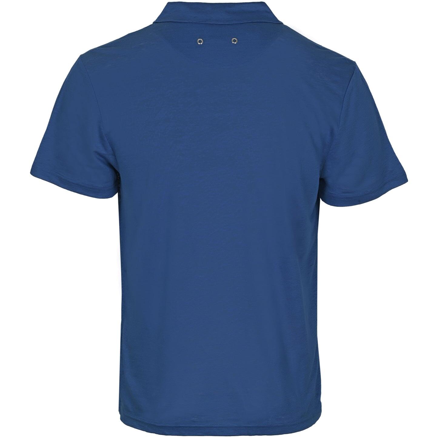 Men Linen Jersey Polo Shirt Solid Navy Blue - Polo Shirt