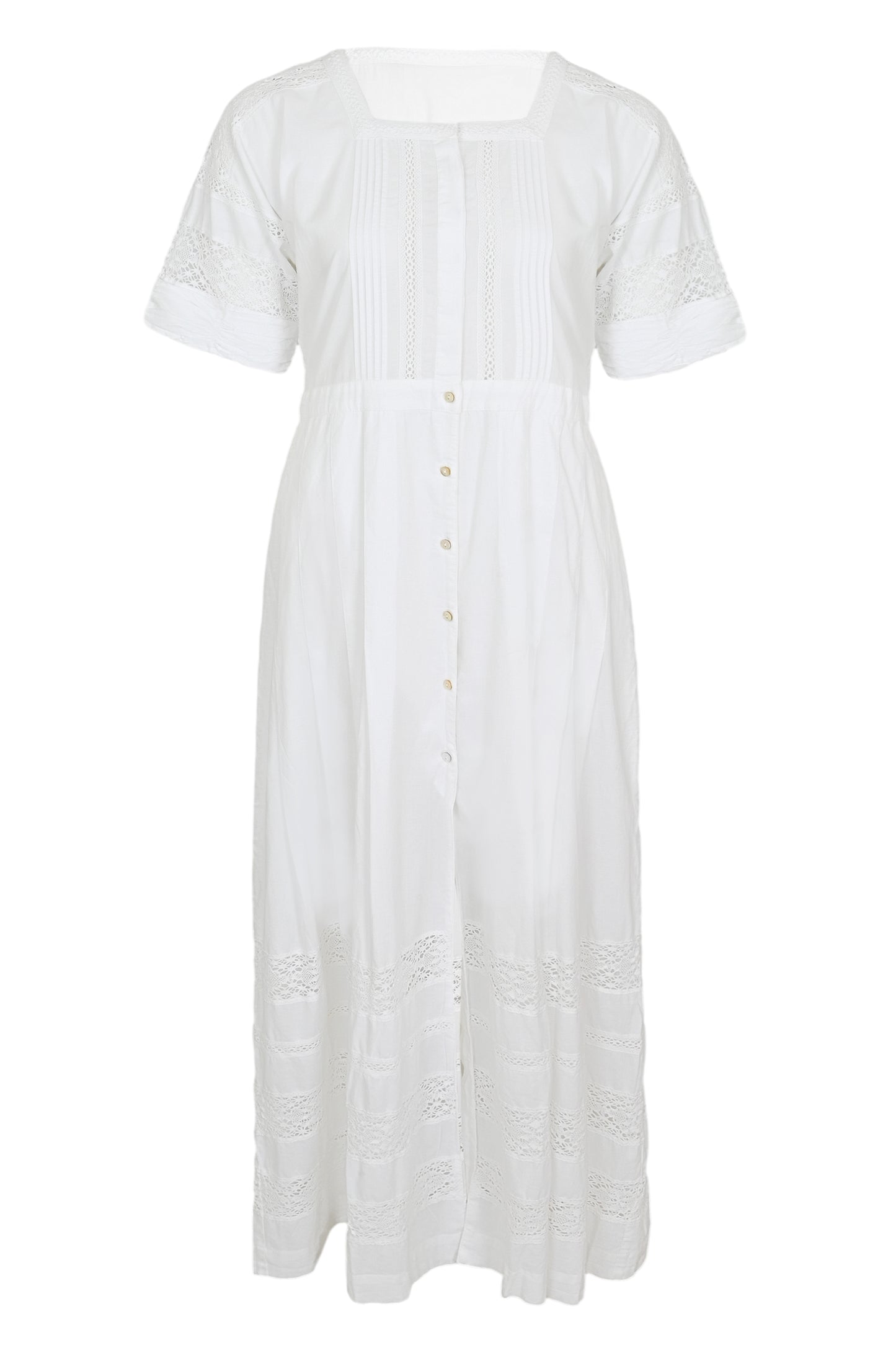 White Midi Dress with Sleeves - Dress