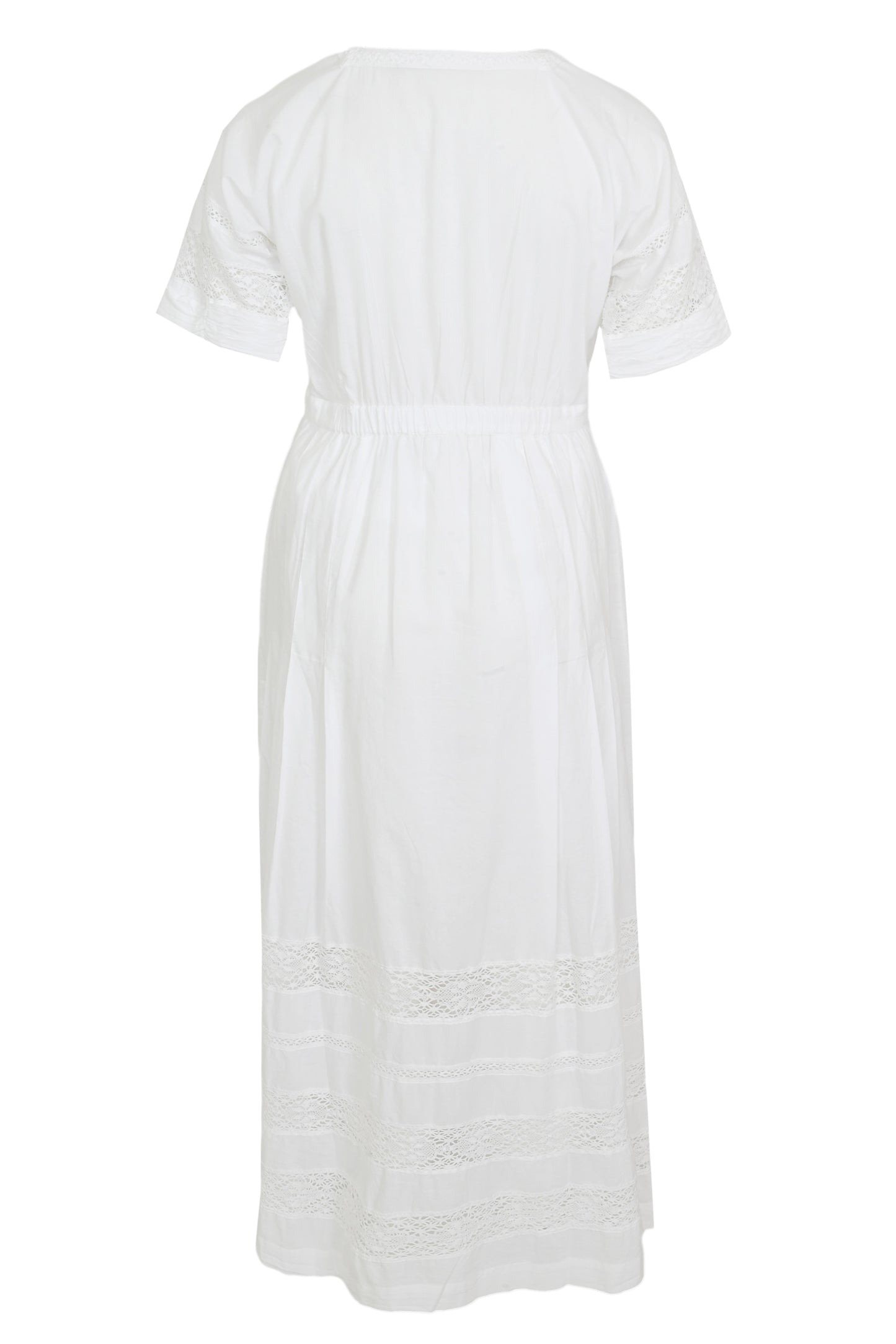 White Midi Dress with Sleeves - Dress