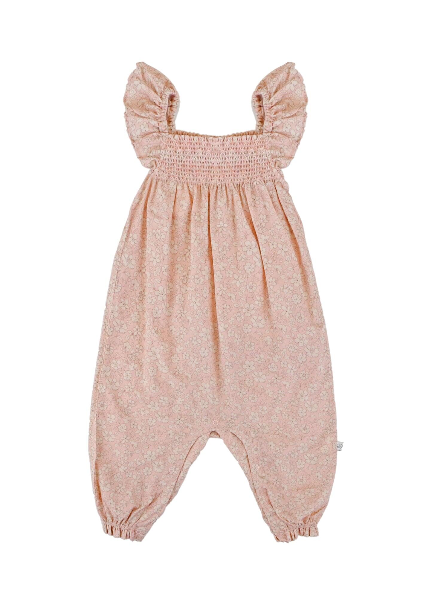 Emma Baby Smocked Overalls Romper Garden Flowers