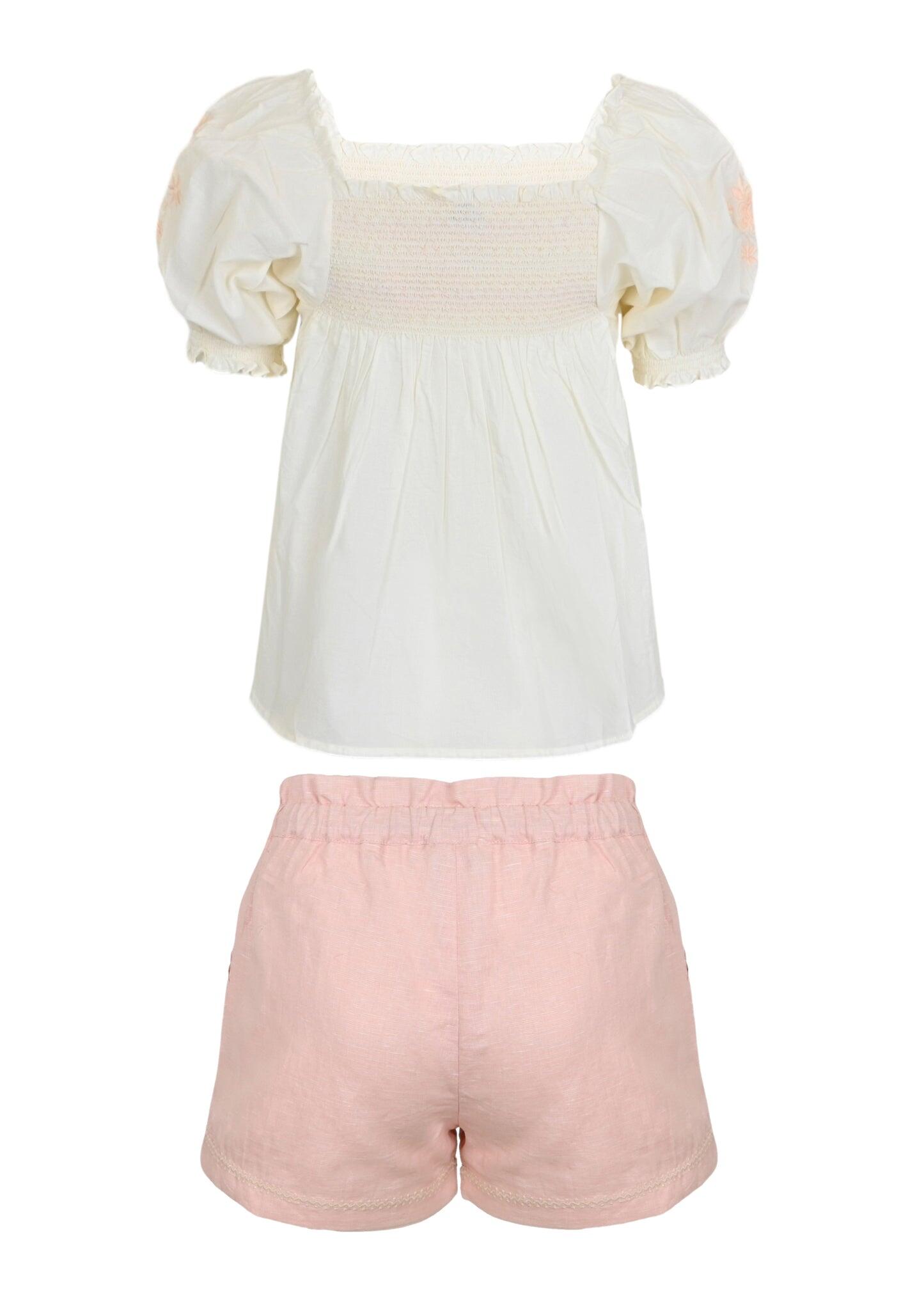 Judith Blouse and Shorts Set Cream