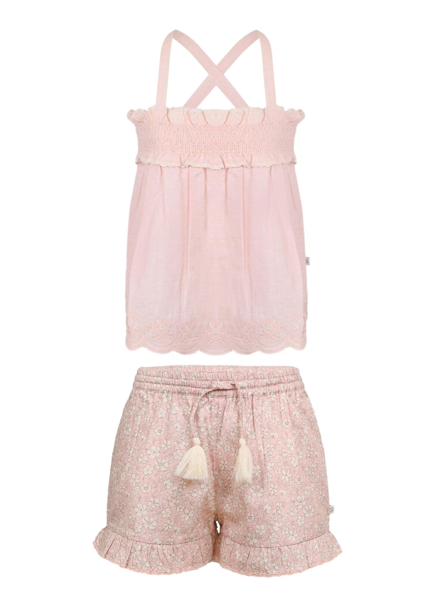 Olivia Blouse and Shorts Set Pink Sand