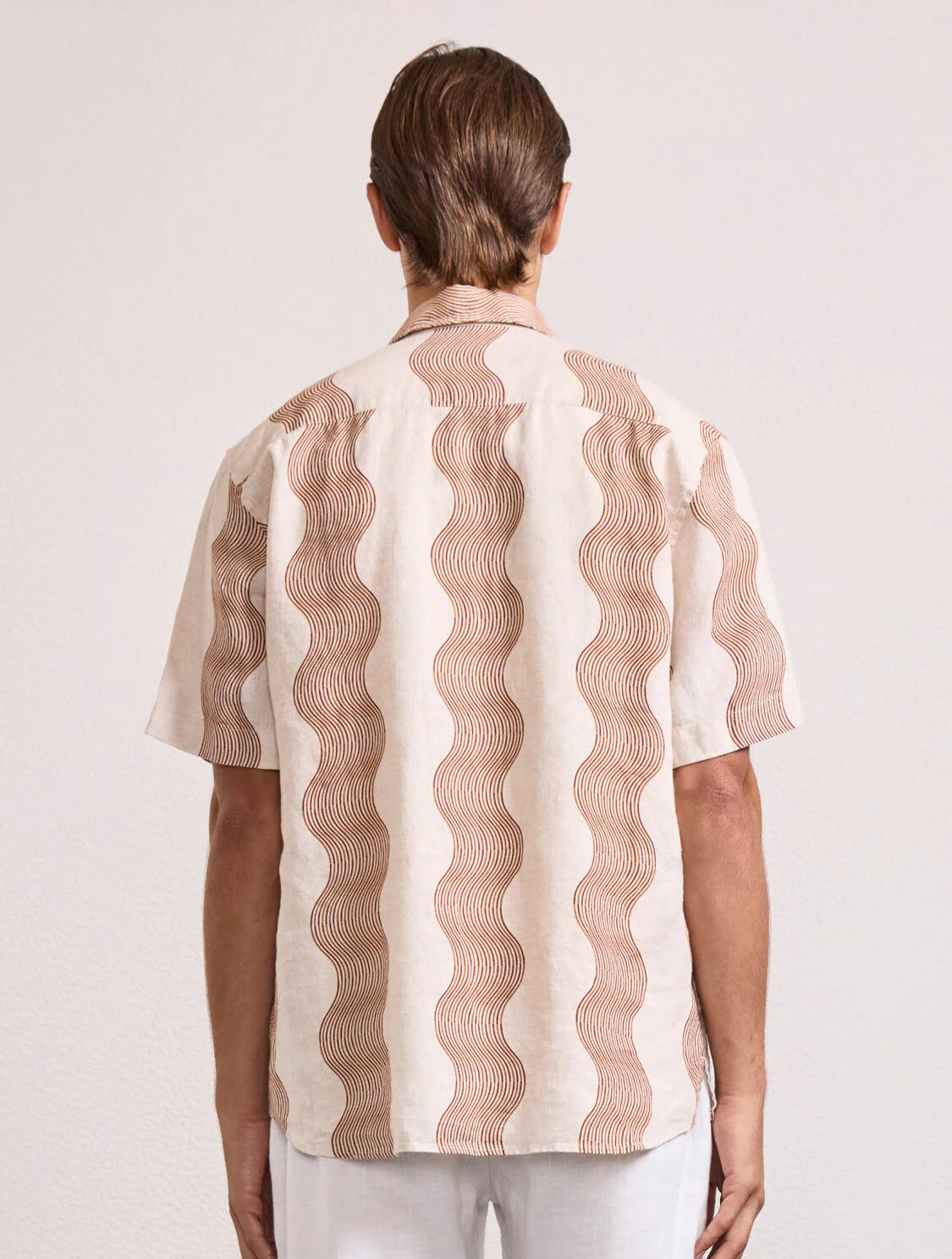 Castro Duo Cabana Stripe Short Sleeve Shirt Ecru & Sienna - Top