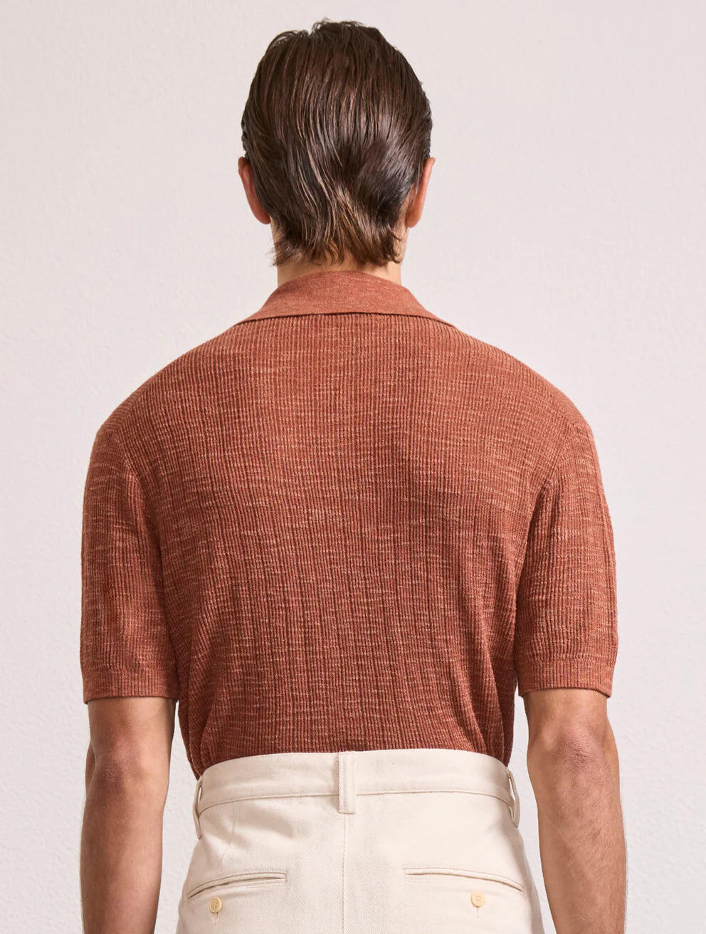 Joaquim V Neck Polo Short Sleeve Silk Brown - Polo Shirt