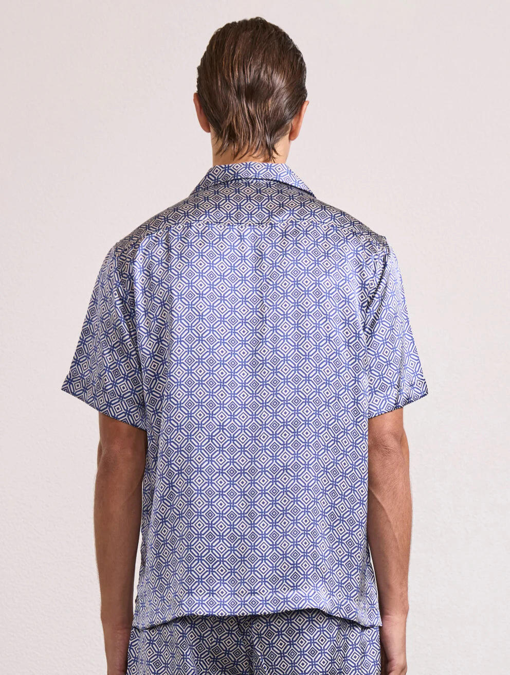Roberto Silk Short Sleeve Shirt Angra Trelica Print Dusk - Polo Shirt