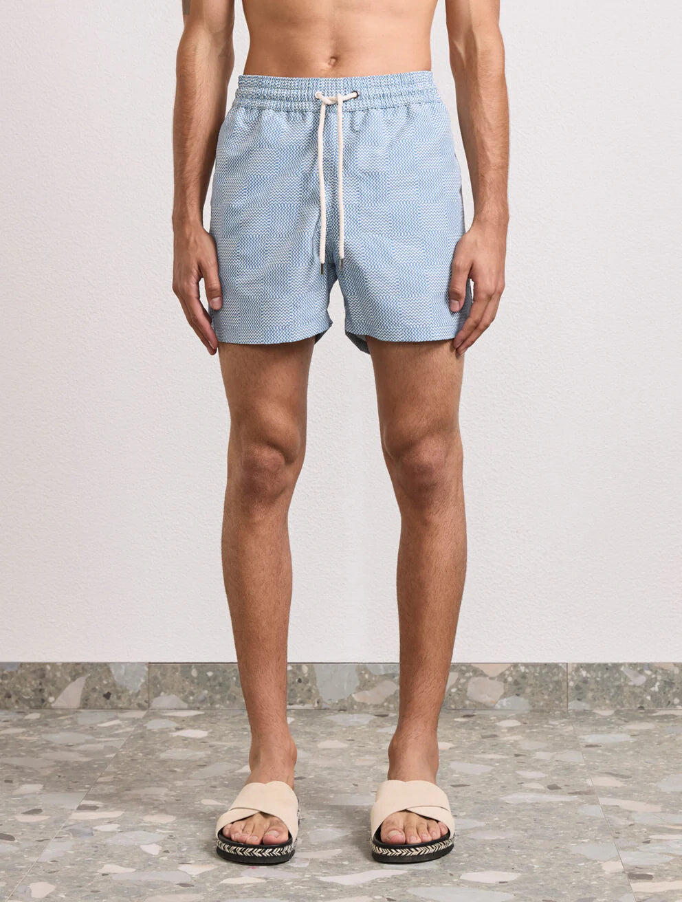 Rio Copa Check Print Swimshorts Denim Blue - Swim Shorts