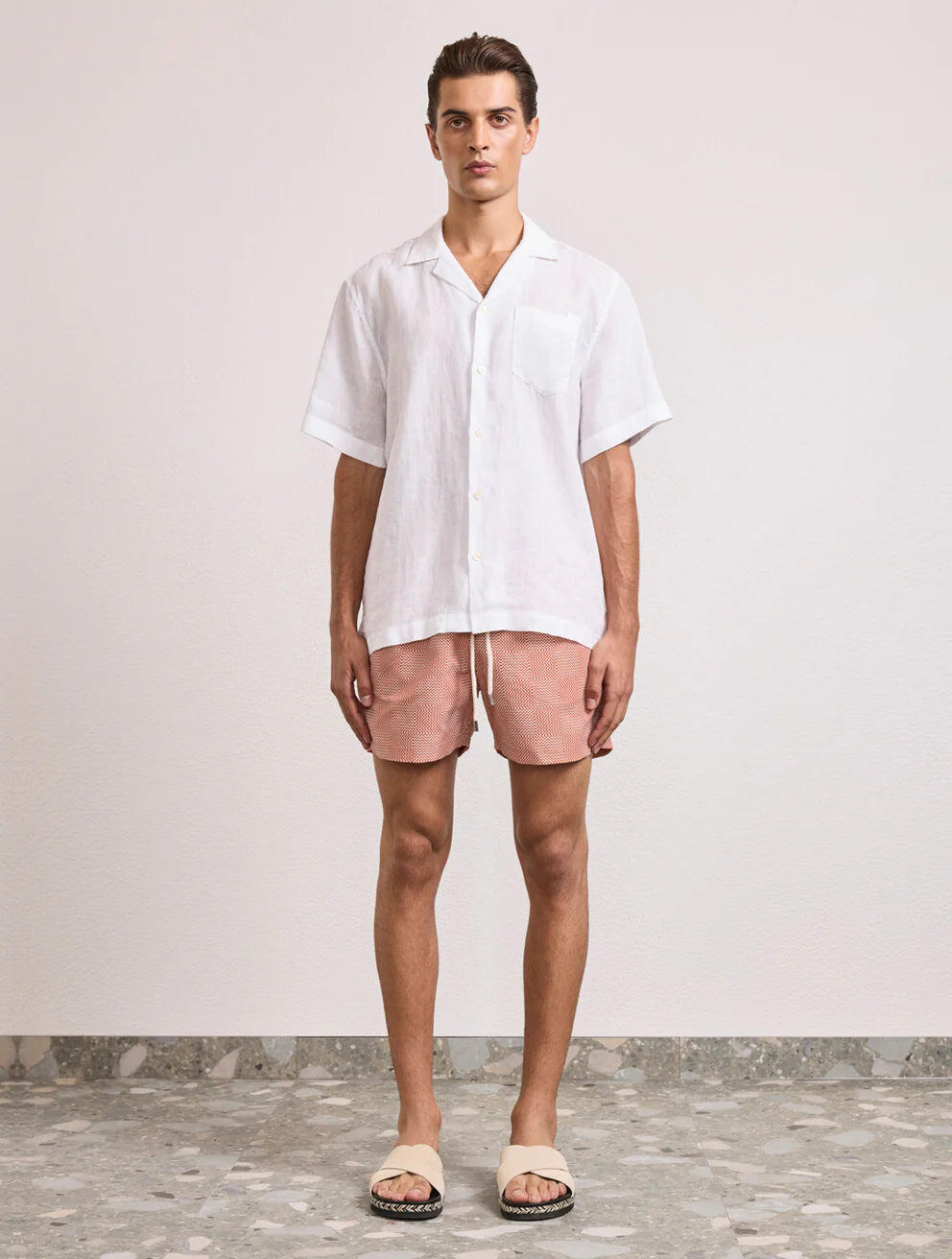 Rio Copa Check Print Swimshorts Burnt Orange - Swim Shorts