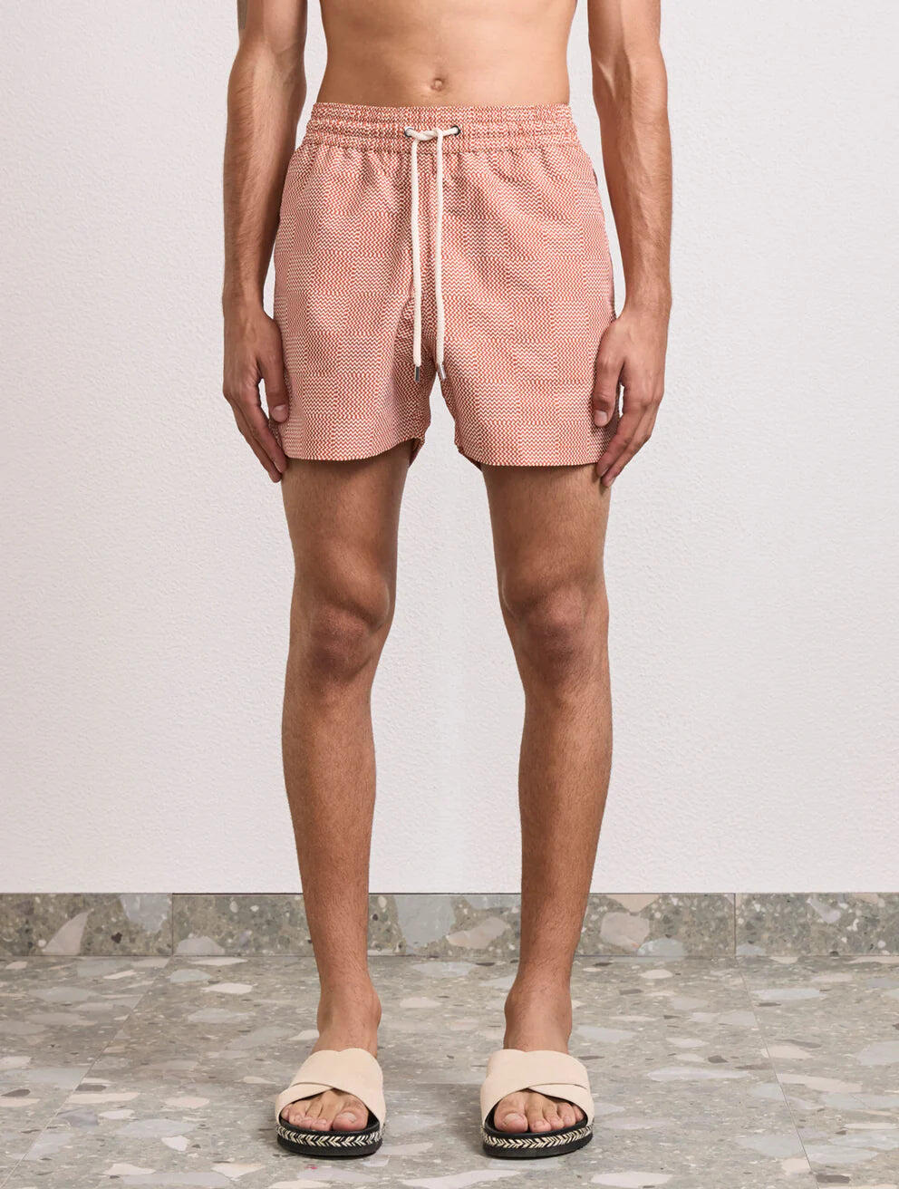 Rio Copa Check Print Swimshorts Burnt Orange - Swim Shorts