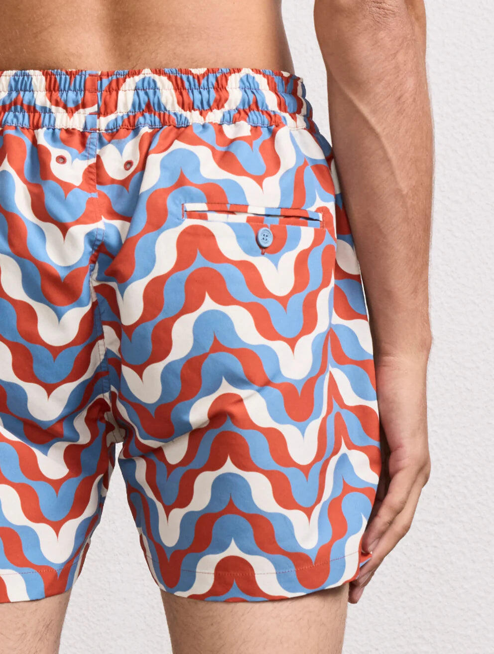 Rio Deserto Print Swimshorts Burnt Orange & Denim Blue - Swim Shorts