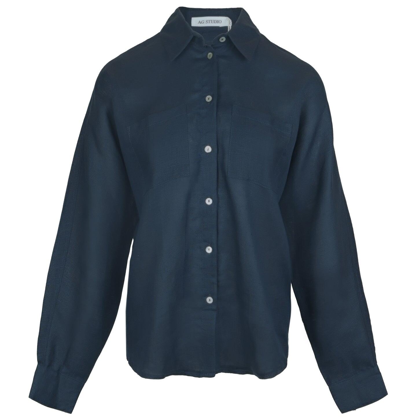 Navy Linen Shirt