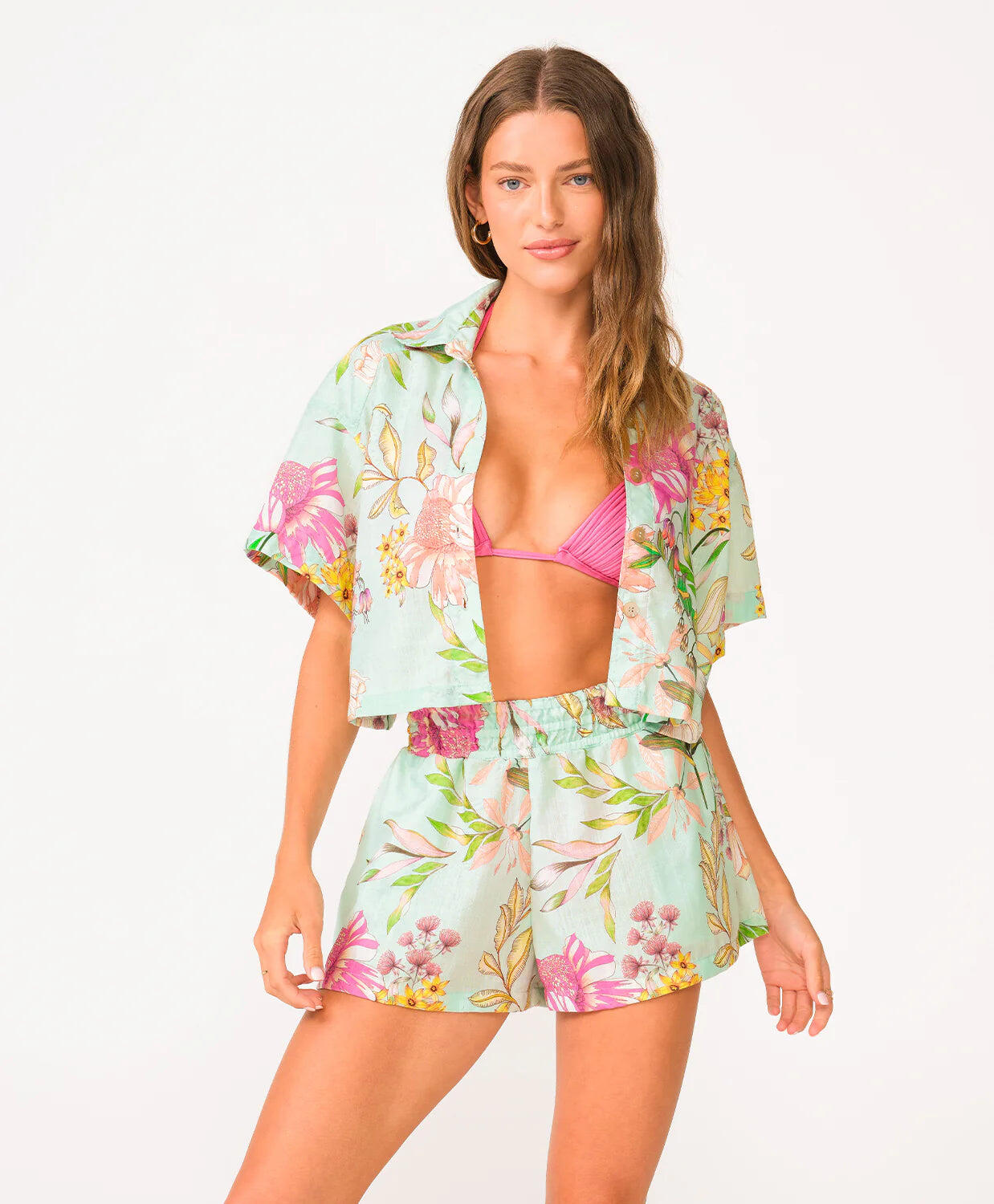 Darcy Button Crop Top Floret