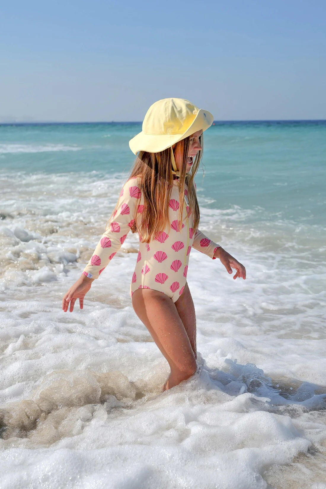 Girl Swimsuit Long Sleeve Beach Shells - One Piece