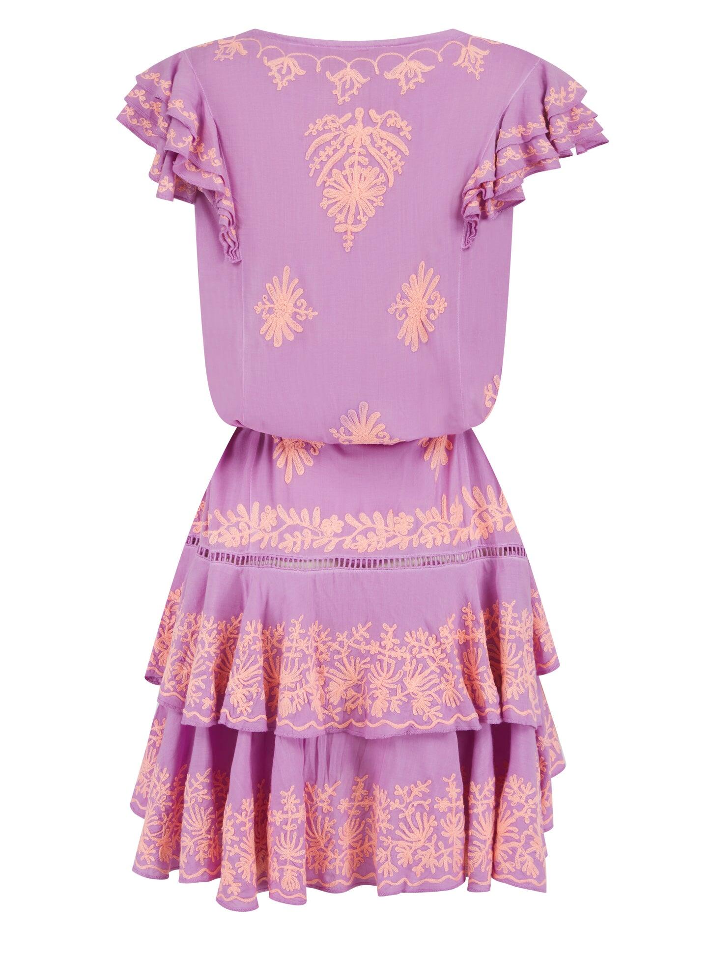 Iona Lilac Peach Mini Dress - Dress