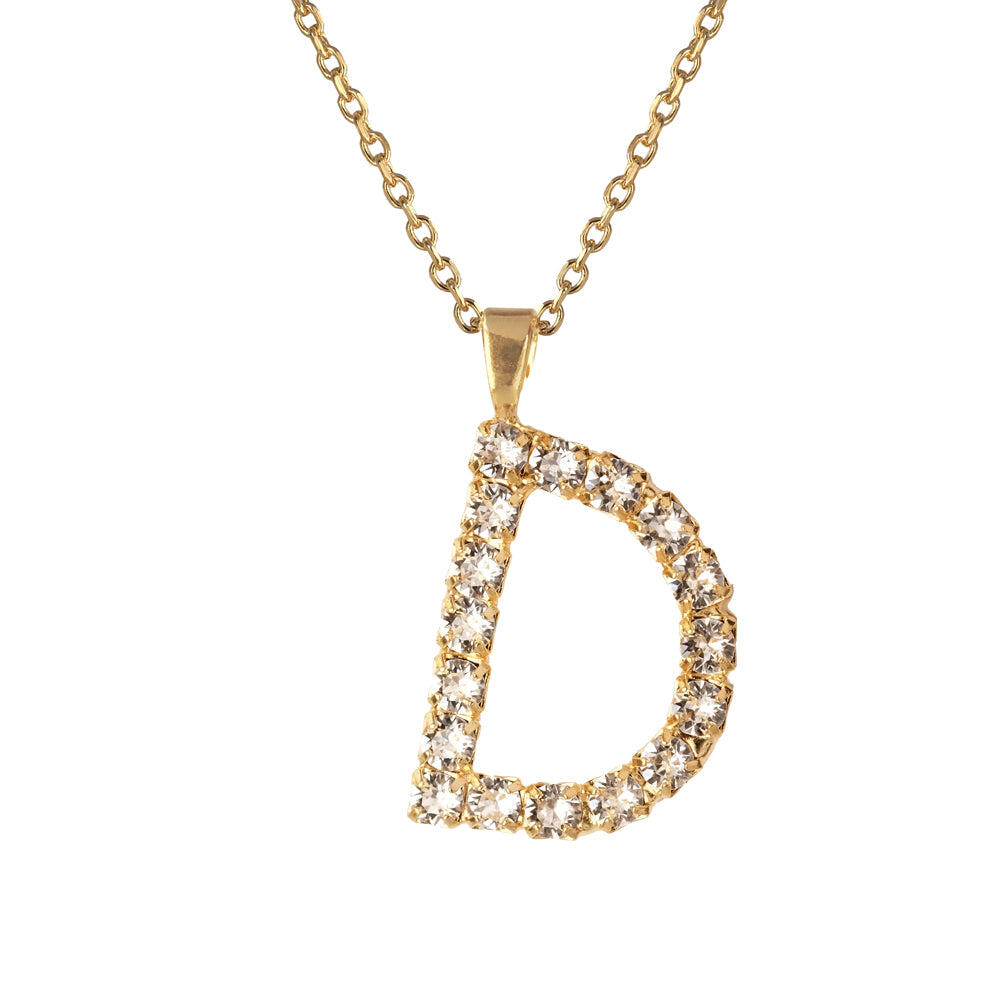 Letter Necklace Crystal D