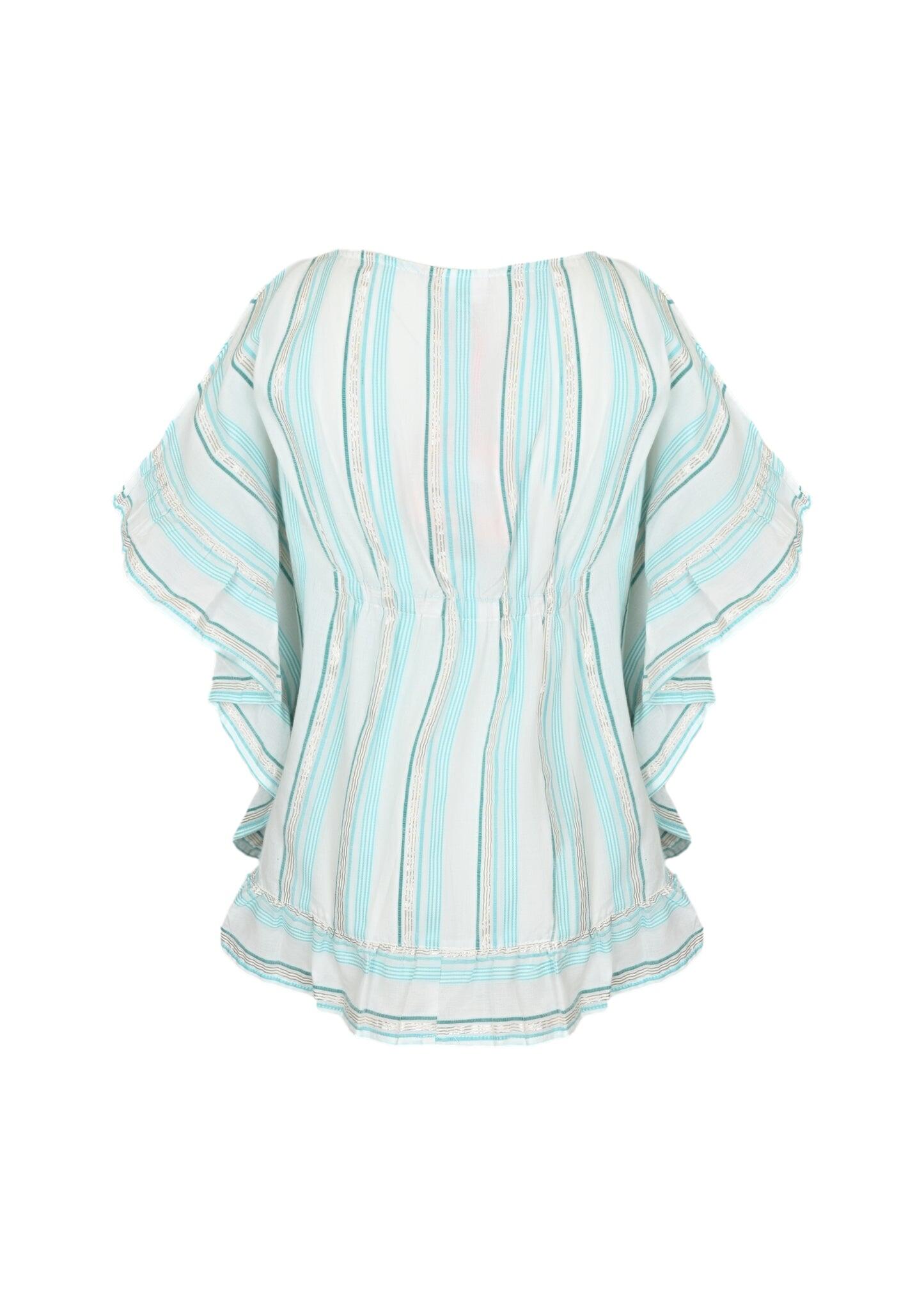 Lurex Striped Caftan with Pompoms - Kaftan