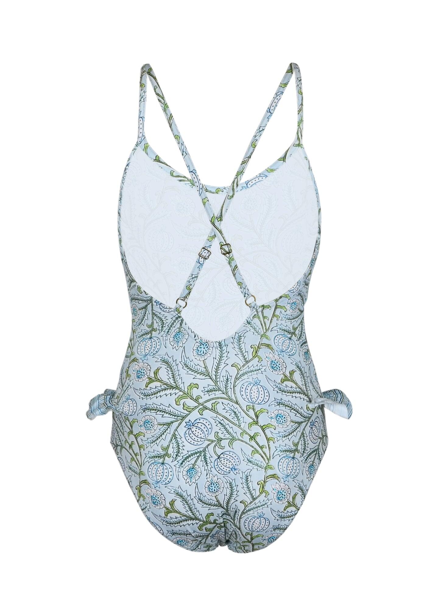 One piece Frill Blue Swimsuit