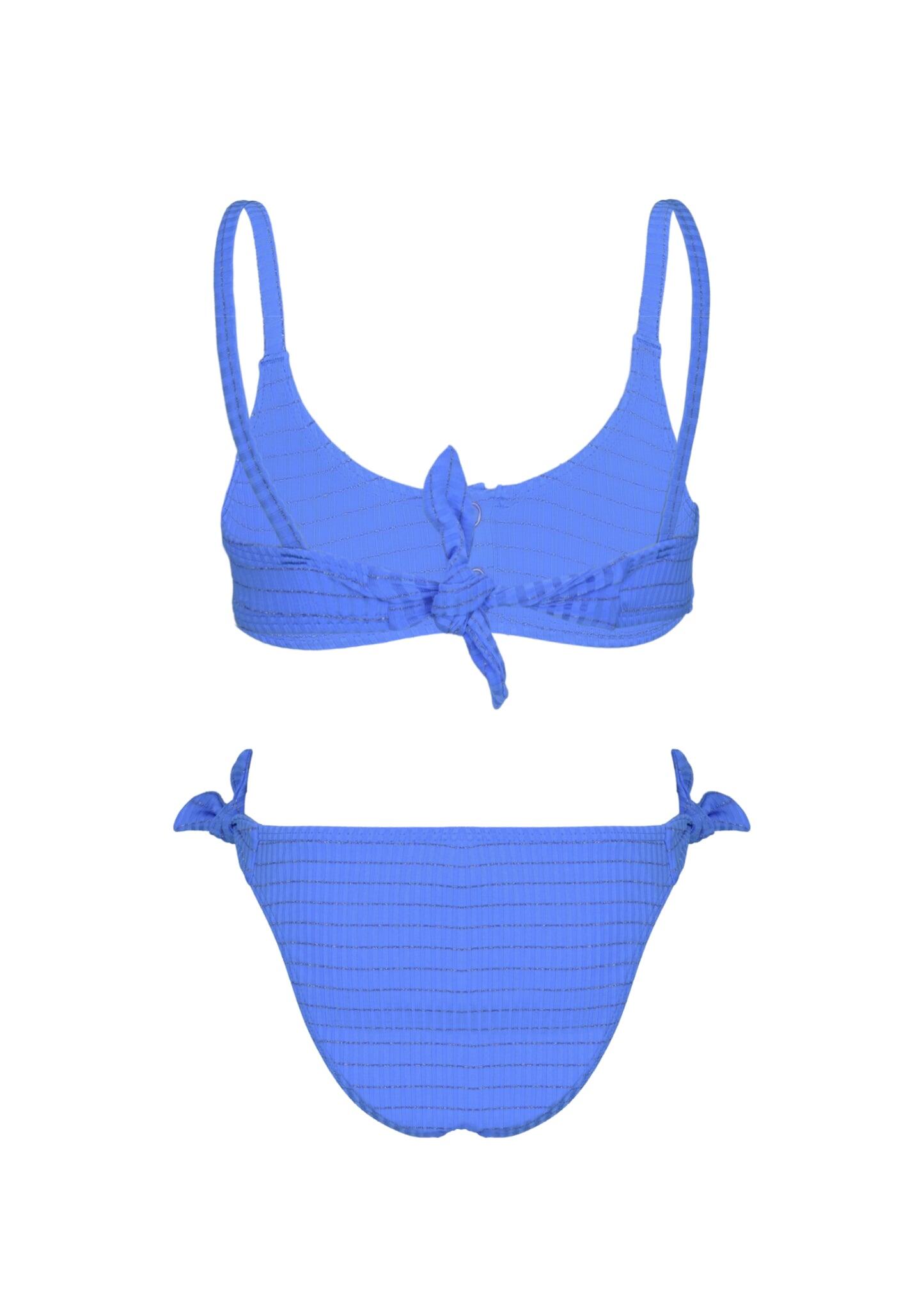 Two pieces swimsuit lurex and Ties to Tighten Blue - Bikini