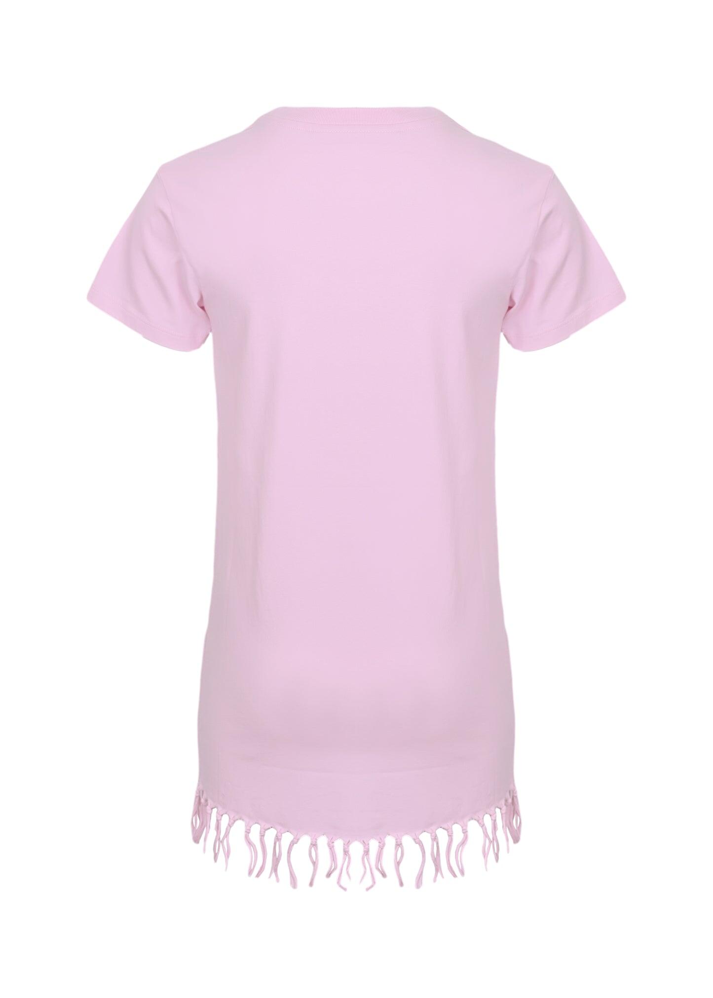 Abbey Pink Dress with Fringes - Dresses