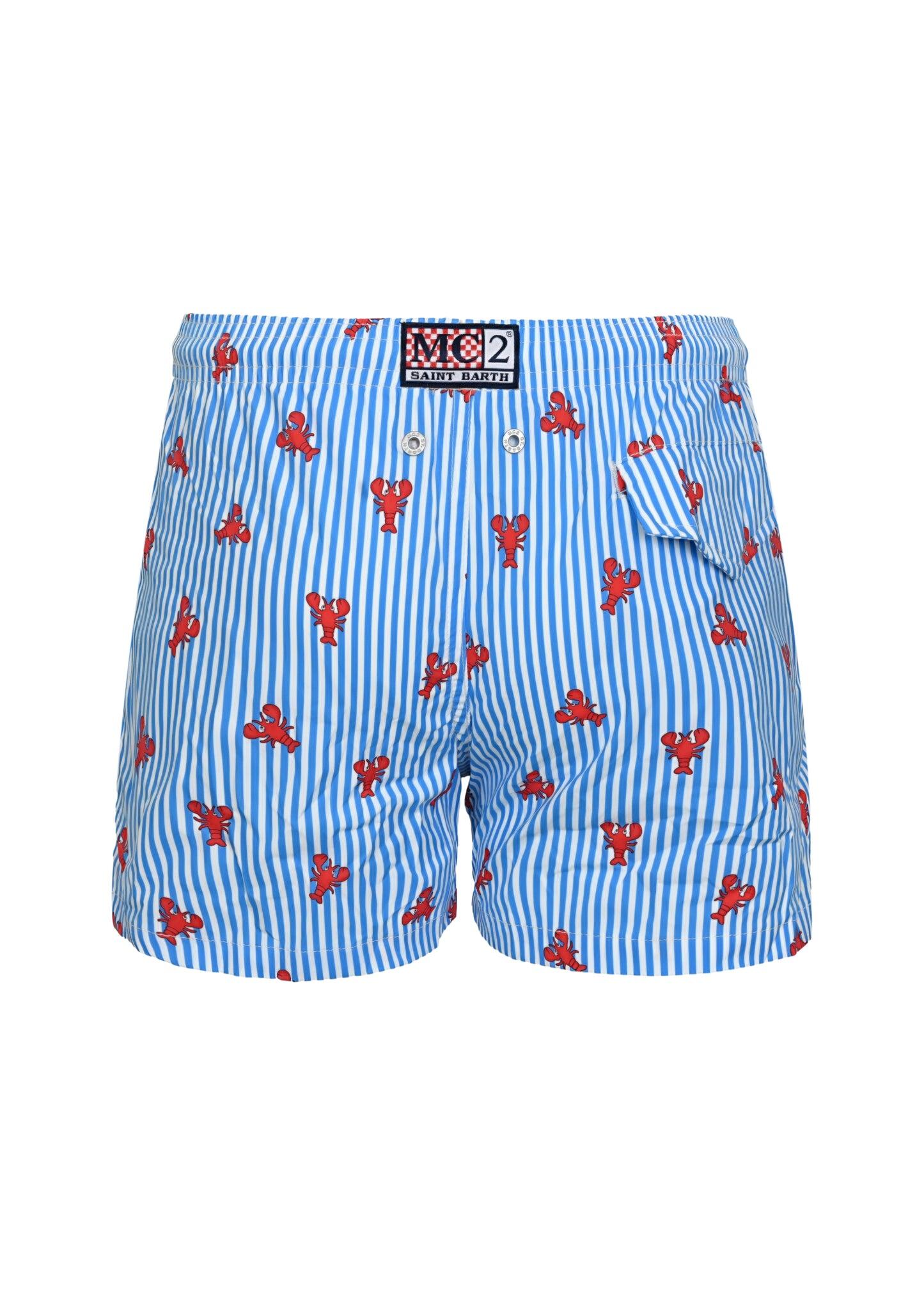 Comfort Light Lobster Stripes Light And Stretch Swim Short - Swim Shorts