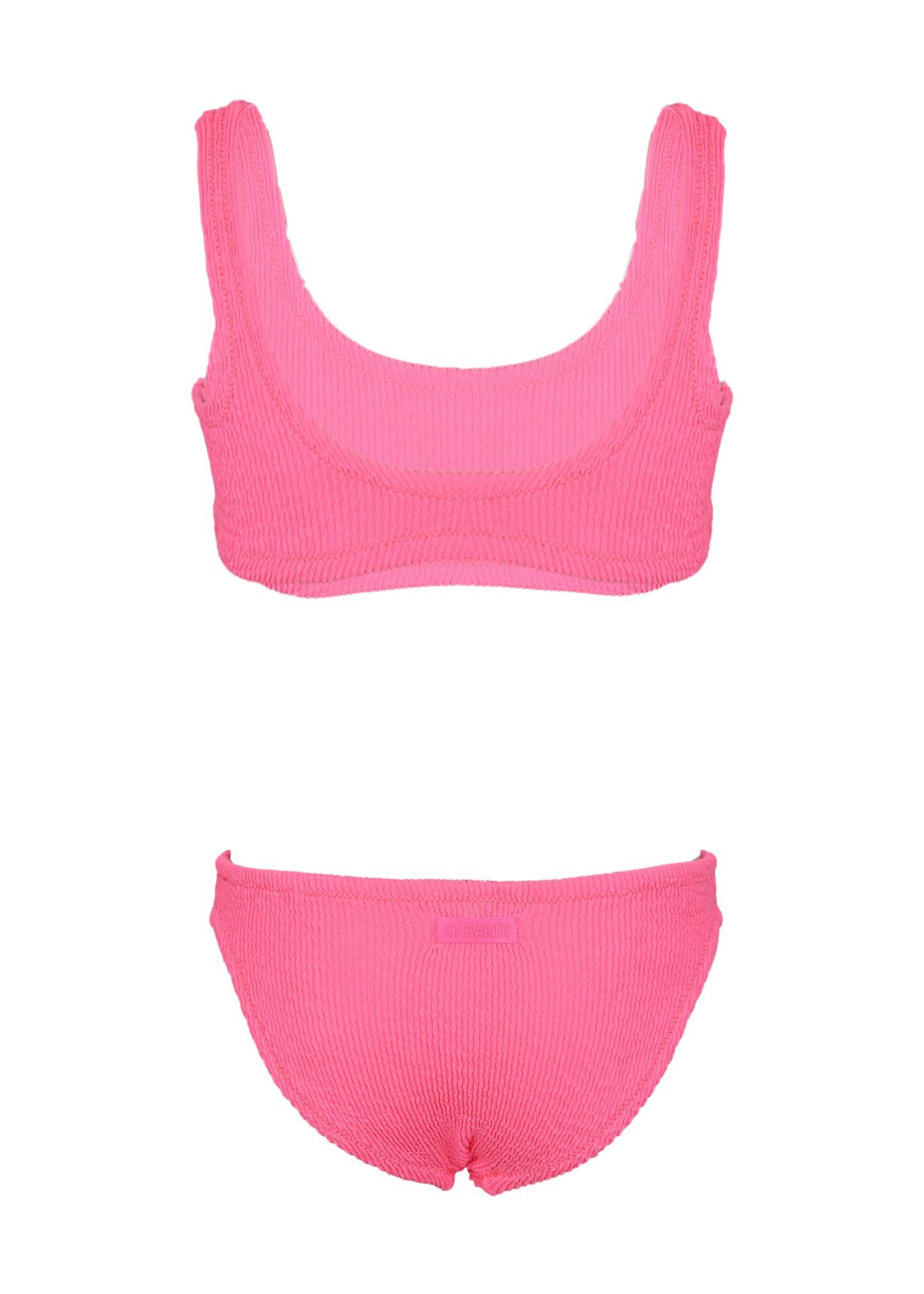 Neon Pink Crinkle Classic Bralette Bikini Baker - Bikini