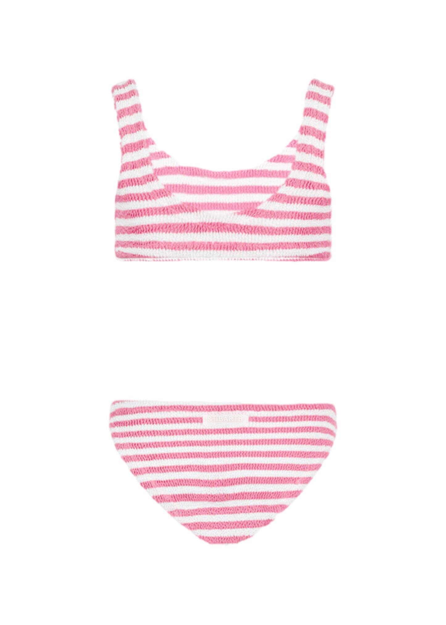Pink striped crinkle classic bralette bikini Baker - Bikini