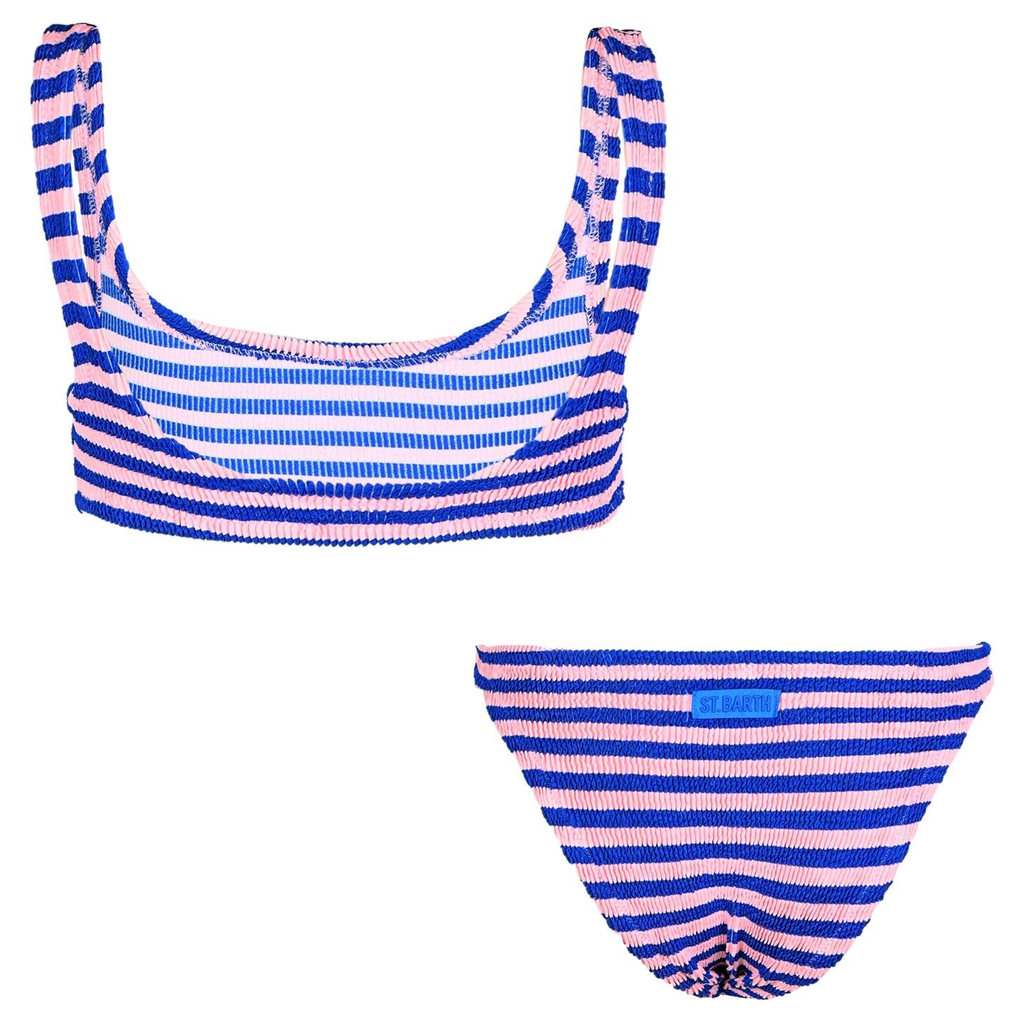 Baker W Crinkle Stripes Blue - Girls Bikini