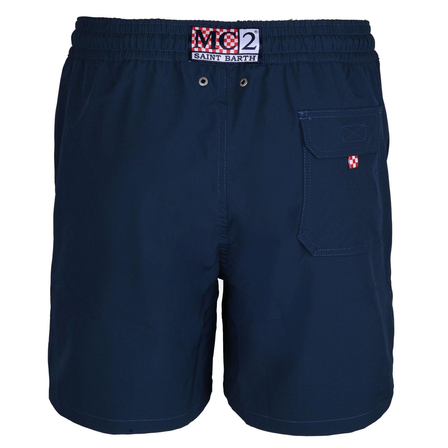 Comfort Palm Navy Blue/Neon Yellow - Men’s Swim Shorts