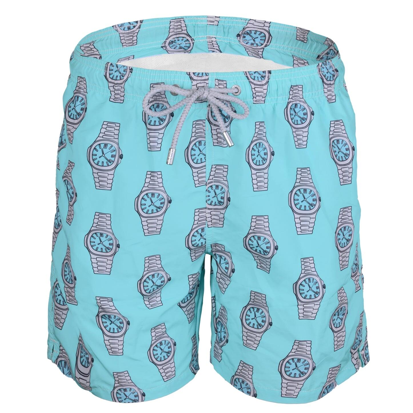 Gustavia Pop Class Watch Turquoise Mens Swimshorts - Men’s Swim Shorts