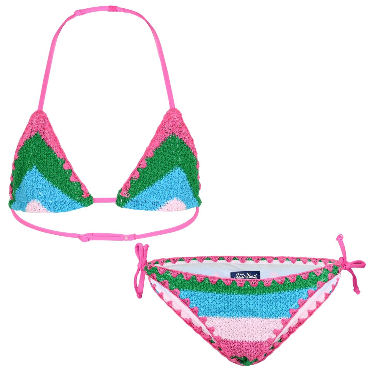 Holly Triangle Bikini Green, Blue & Pink