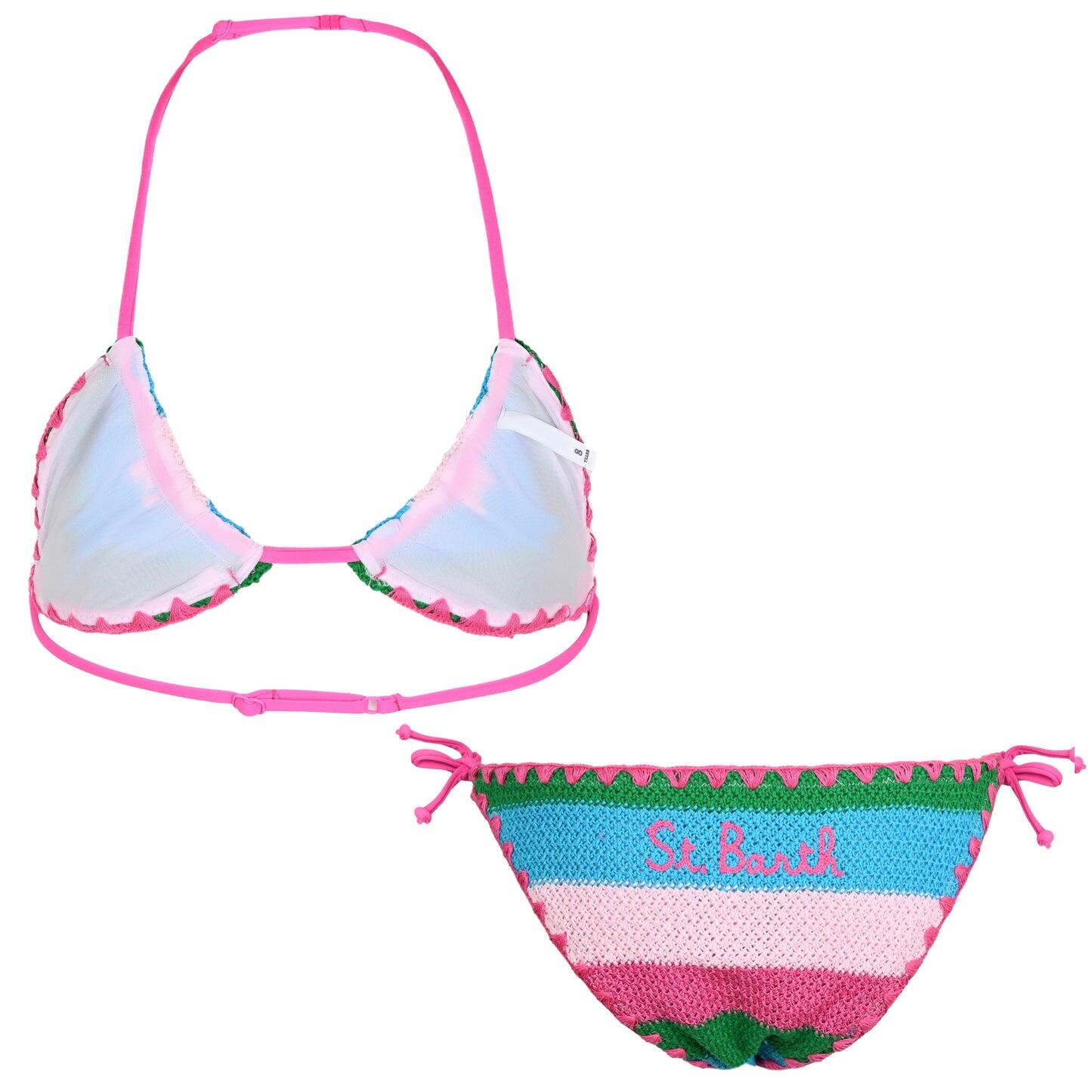 Holly Triangle Bikini Green, Blue & Pink