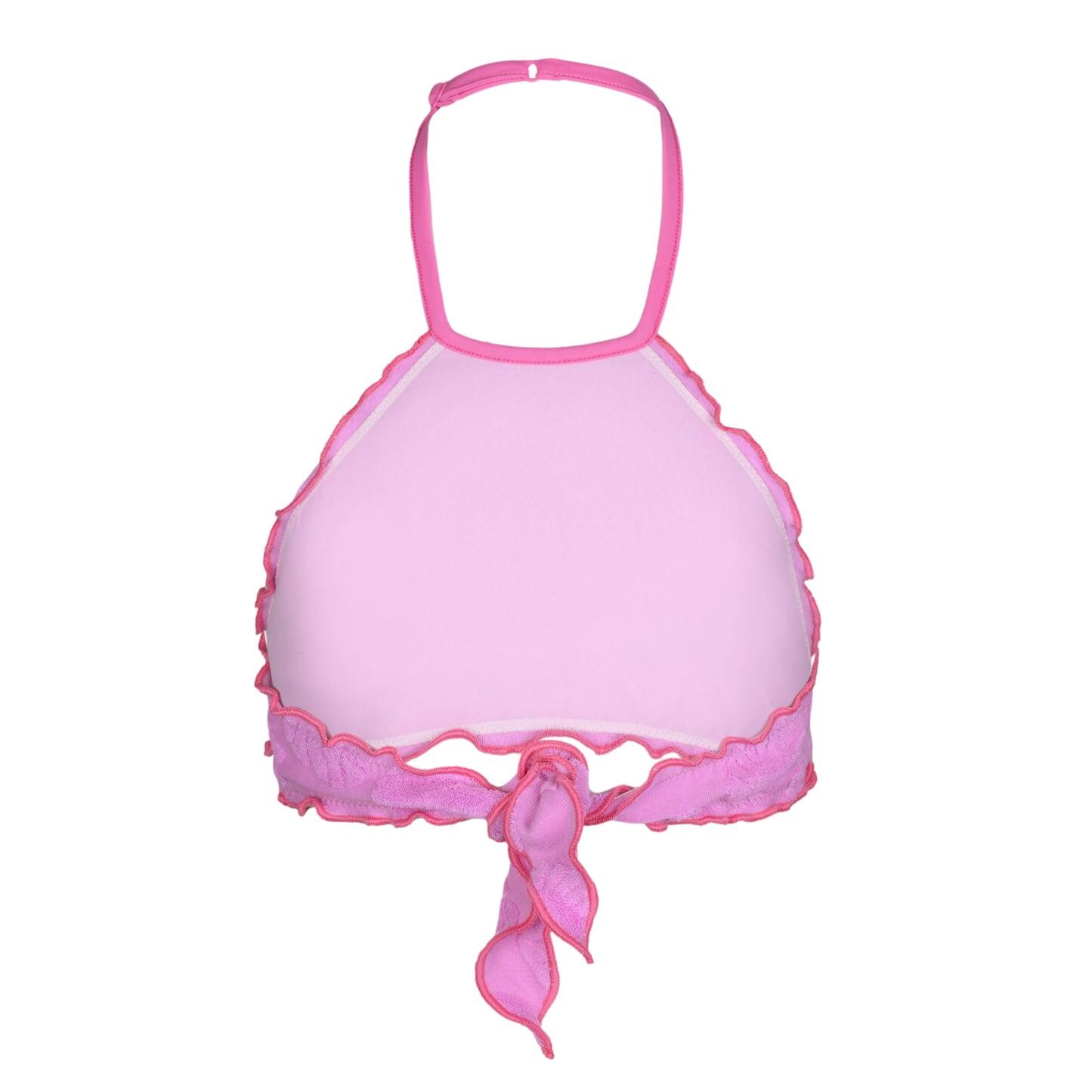 Hope Frou Frou Girls Bikini Terry Embossed Leaf Pink - Girls Bikini