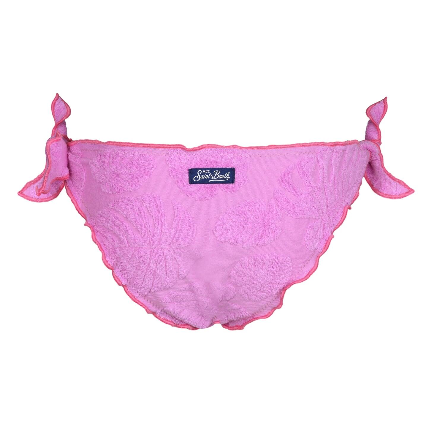 Hope Frou Frou Girls Bikini Terry Embossed Leaf Pink - Girls Bikini